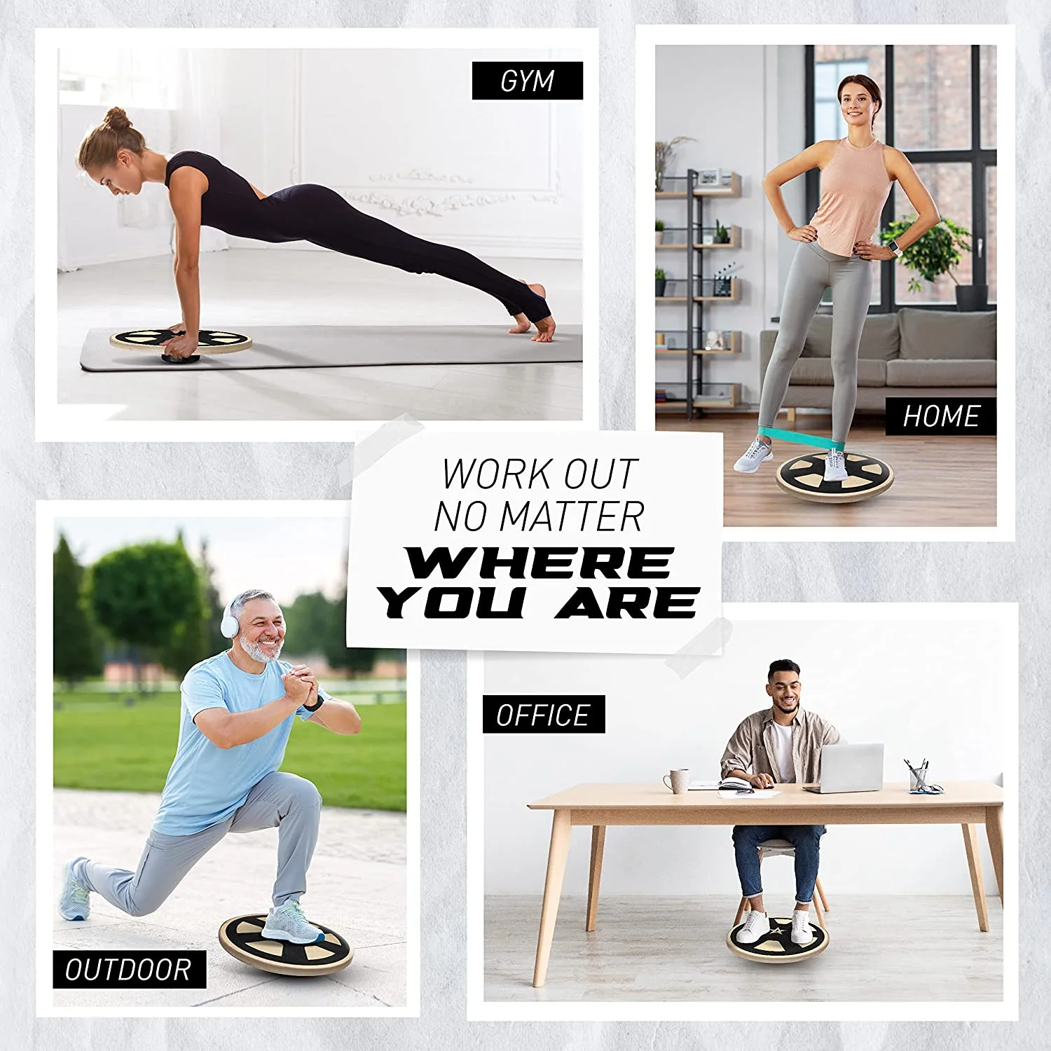 Yes4All Versatile Wooden Wobble Balance Trainer Board with 360 Degree Rotation - New Car Wheel Design