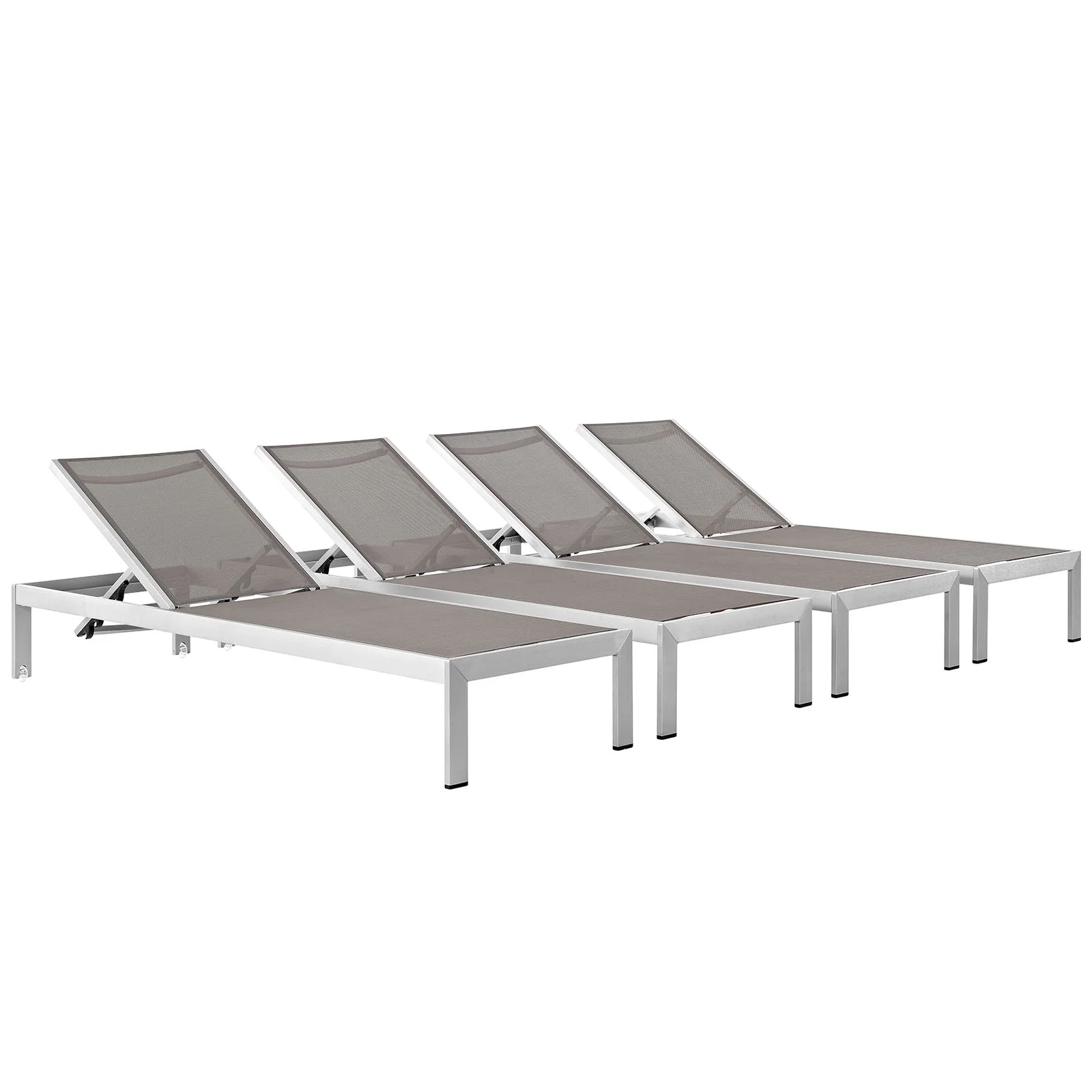 Modern Contemporary Urban Design Outdoor Patio Balcony Chaise Lounge Chair, Grey Gray, Aluminum