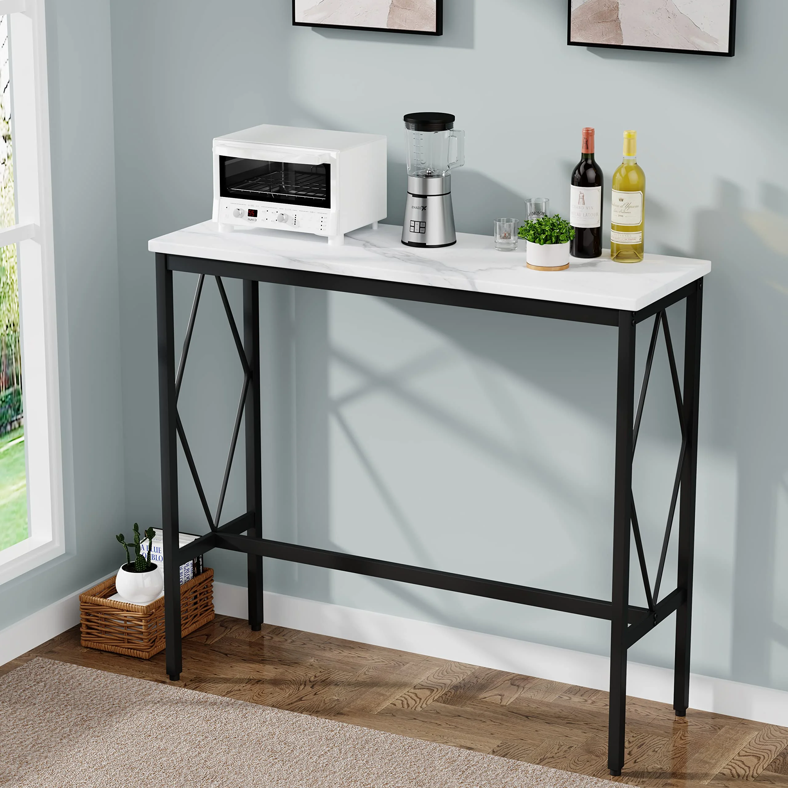 Console Tale Entryway Table with Open Shelf, 2-Tier Sofa Table for Living Room, Couch, Hallway, Foyer, Kitchen Counter