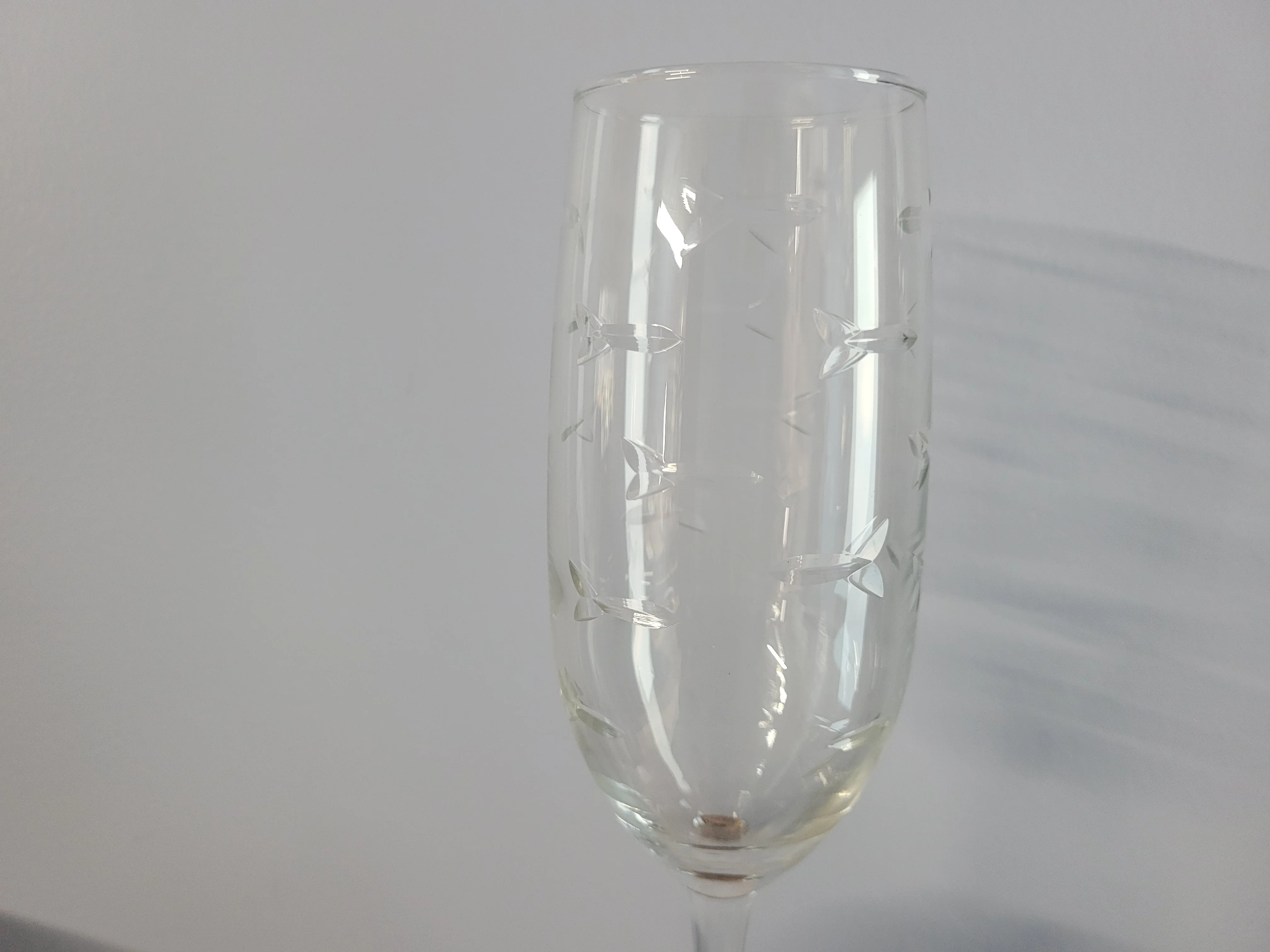 Rolf Glass Crystal Champagne Flutes, Etched School of Fish - 8oz, Sold Individually