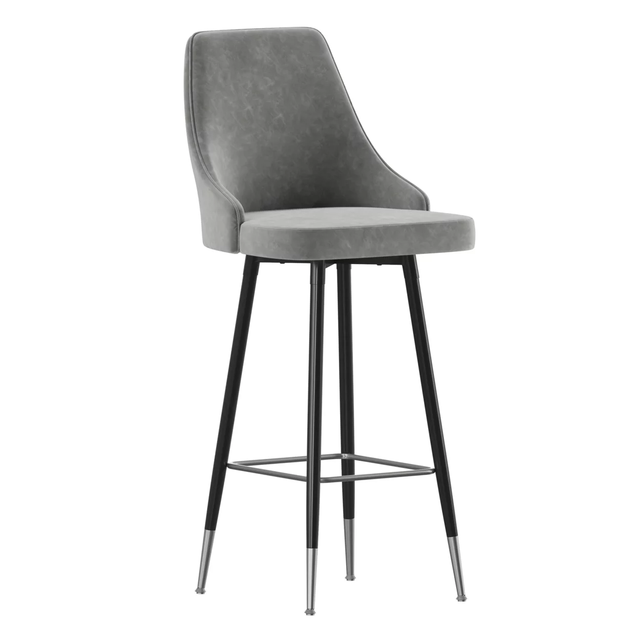2PK Gray Leather Bar Stools