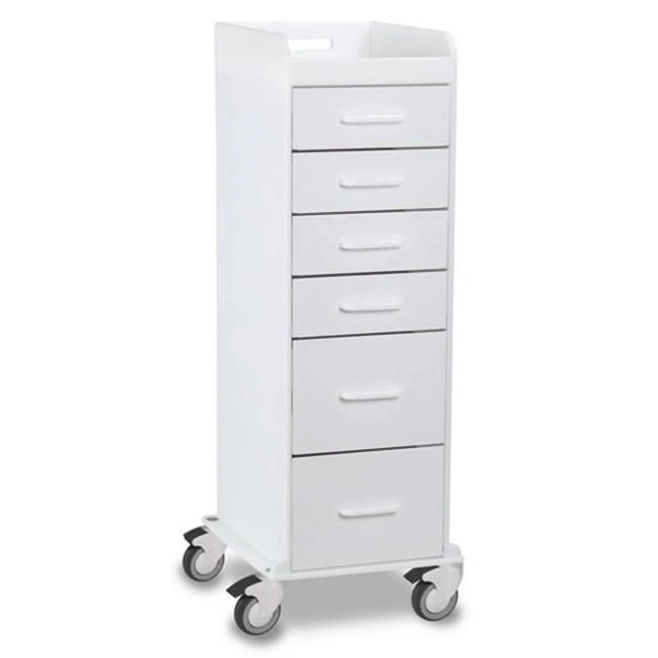 White Polyethylene Tall Locking 6 Drawer Cart - White - 16 x 47 x 19 in.
