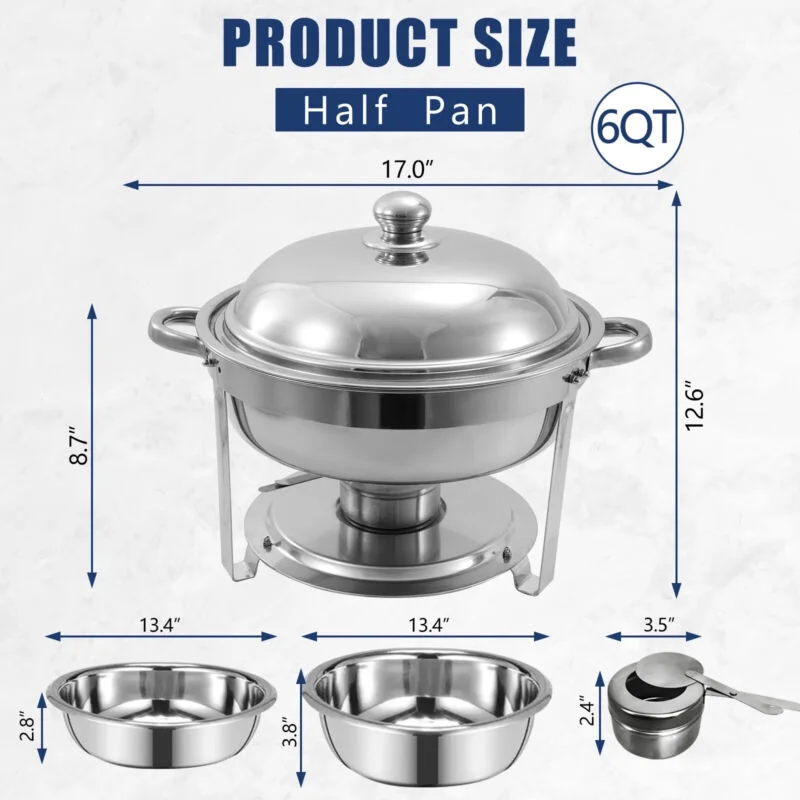 JSTUOKE Chafing Dish Set 7 Pack,5 Full Pan 8QT +2 Round 6QT for Catering Party Festival