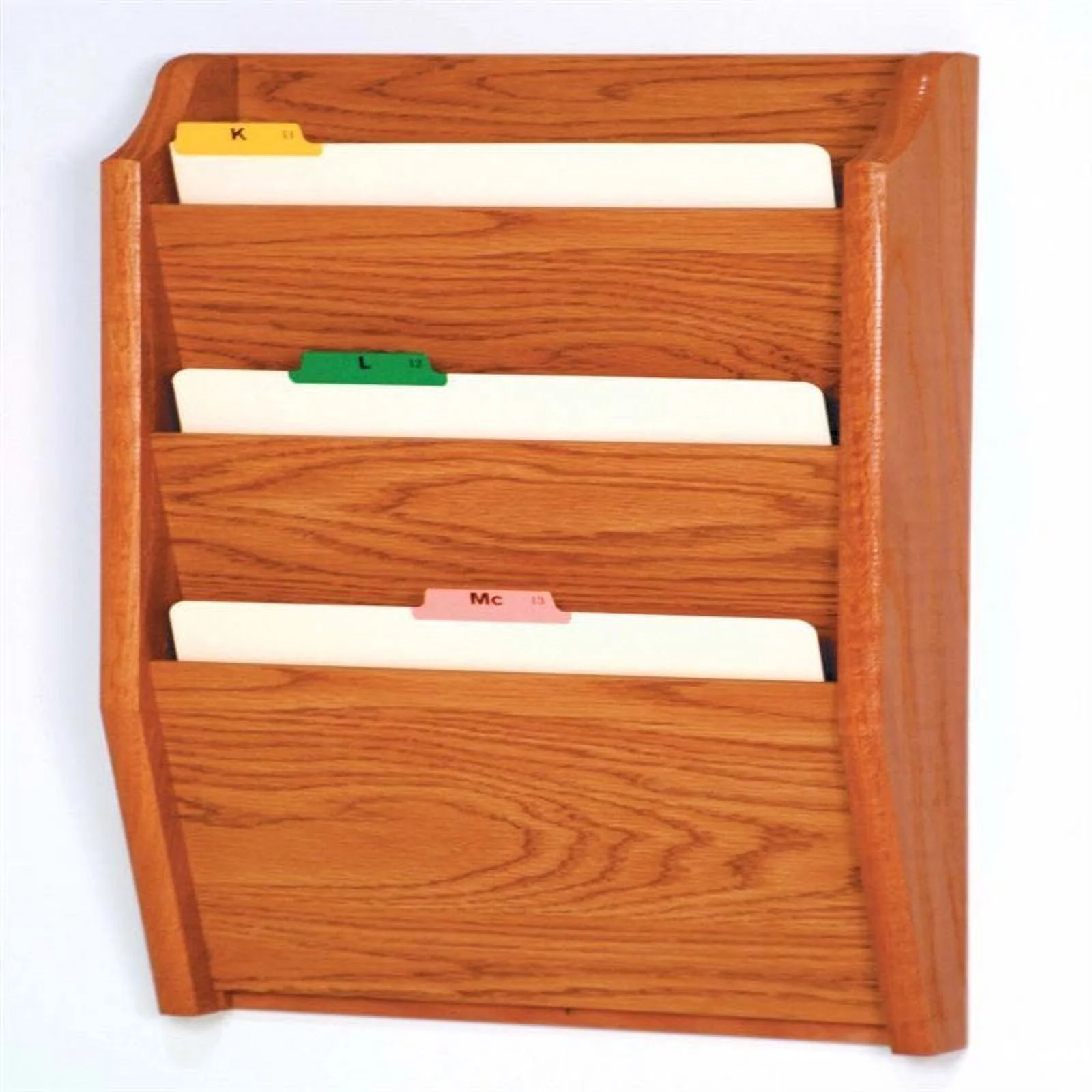 Pemberly Row 3 Pocket Legal Size Wall File Holder in Medium Oak