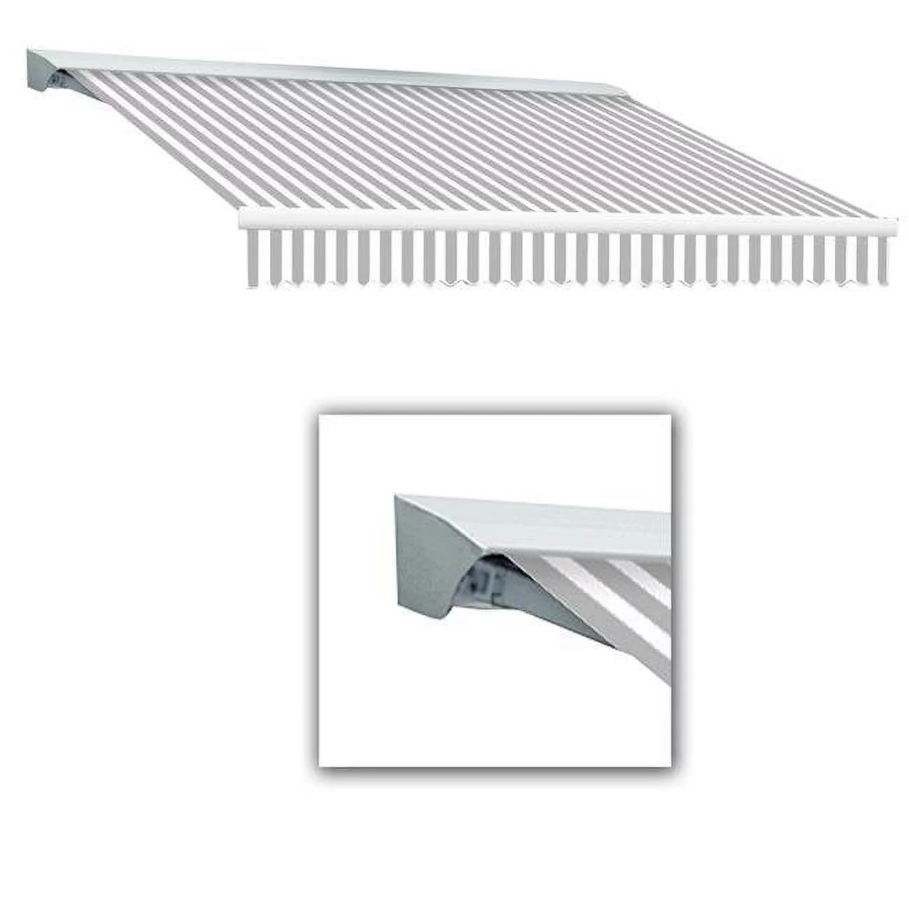 Awntech  10 ft. Destin with Hood Manual Retractable Awning, Gray & White - 96 in.