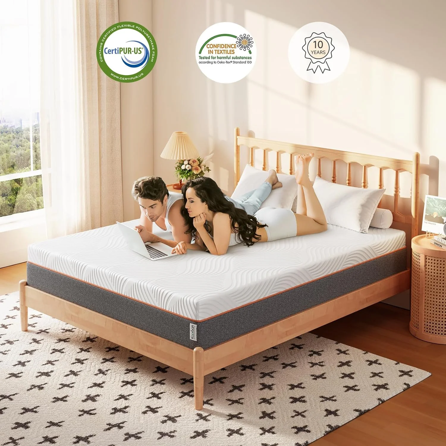 YILAN Full Size Mattress, 12 Inch Gel Memory Foam Mattress for Cooling Sleep & Pressure Relief, Full Bed Mattress in a Box with Breathable Knitted Cover, Fiberglass Free, Orange