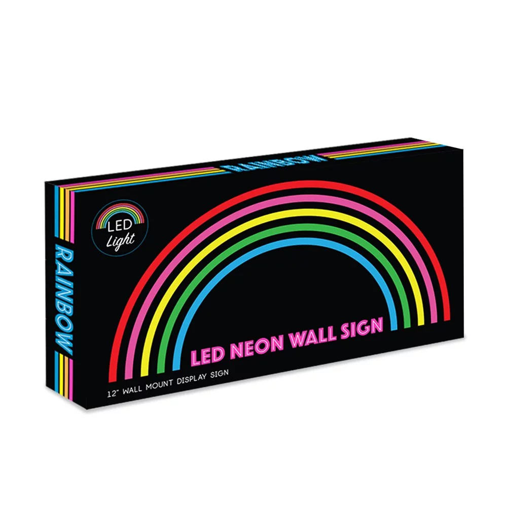 Isaac Jacobs 15” x 7.5” LED Neon ‘Multi-Colored Rainbow’ Wall Sign, Powered by USB Wire