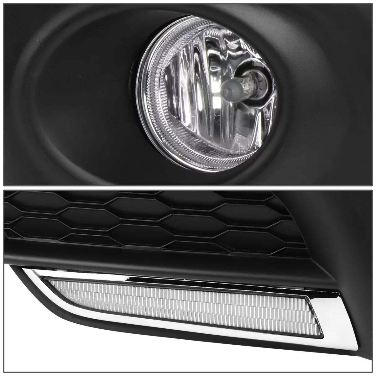 DNA Motoring FL-ZTL-248-CH For 2016 to 2017 Honda Civic Sedan/Coupe Pair Bumper Driving LED DRL Fog Light Lamp+Switch Clear Lens