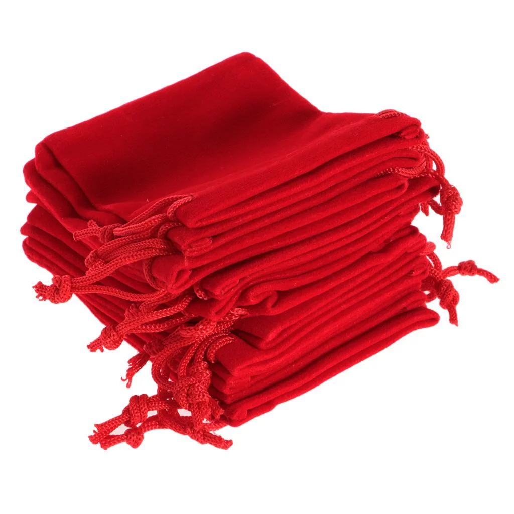 Abbraccia 6x10 pieces Velvet Bags Wedding Party Gift Drawstring Jewelry Pouches Red