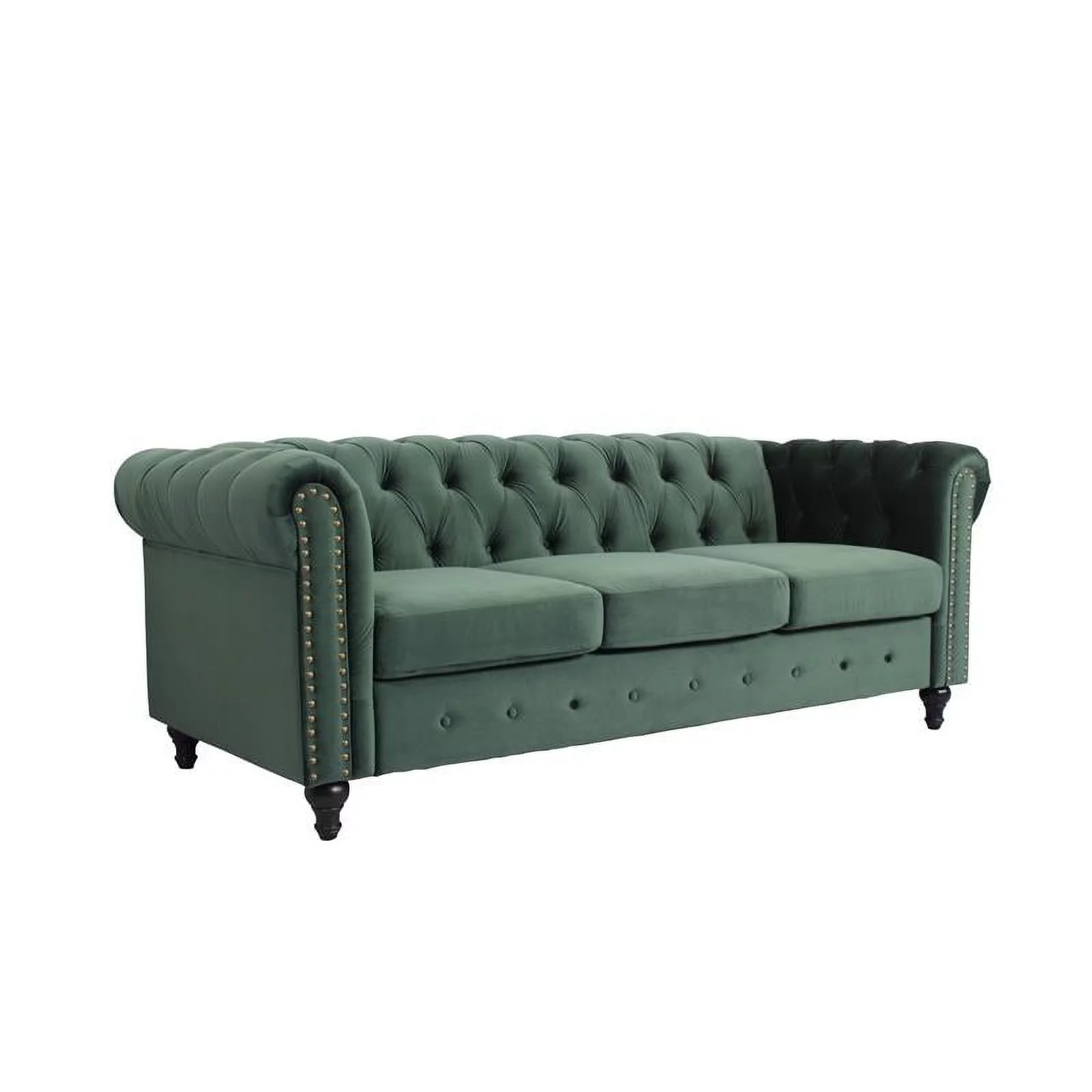 Home Square 3 Piece Set with Velvet Living Room Sofa Loveseat & Chair in Green