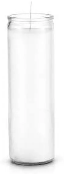 1 PC White Unscented Glass Prayer Candles, 8