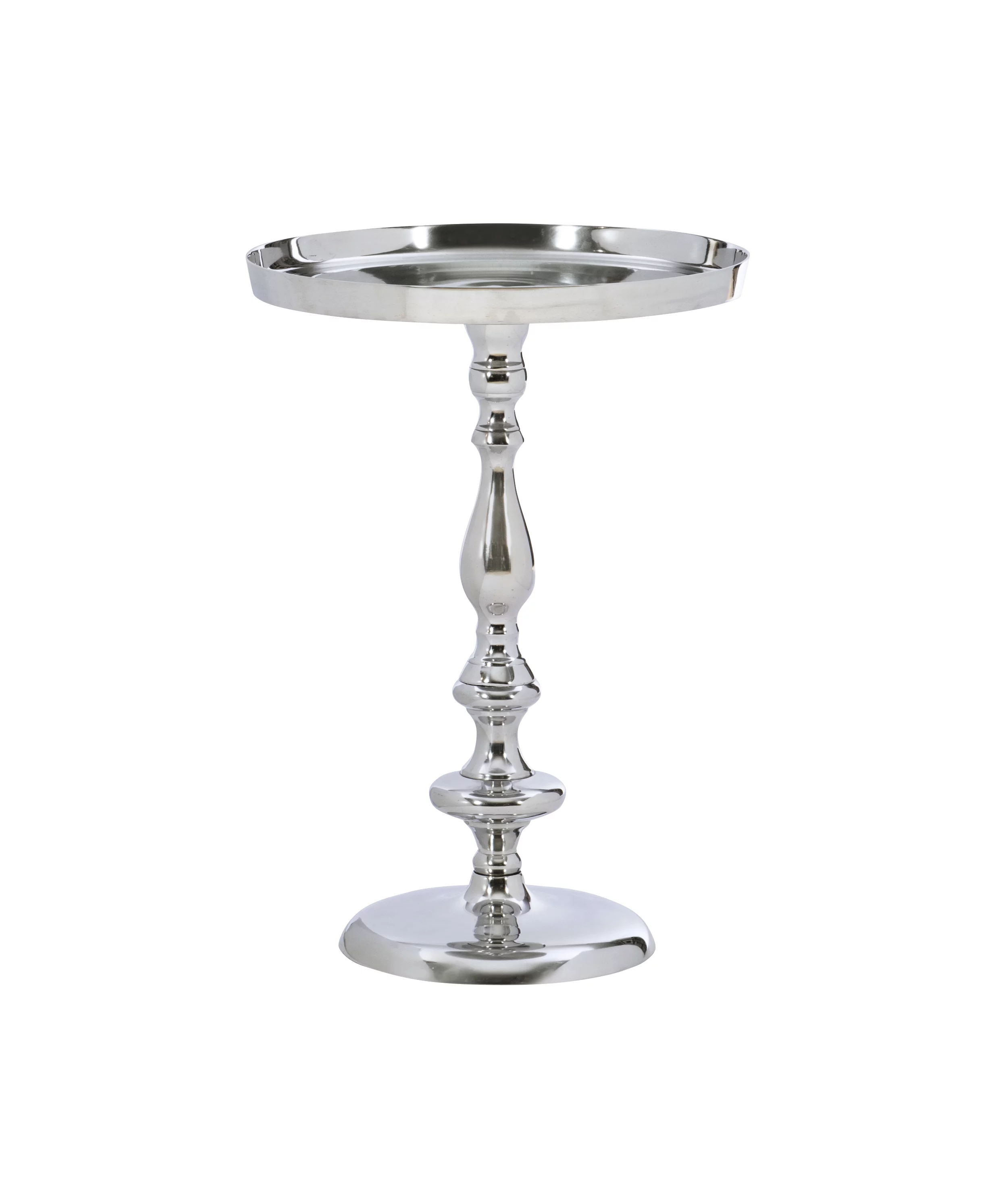 Wiggins Round Metal Pedestal Accent Side Table, Silver