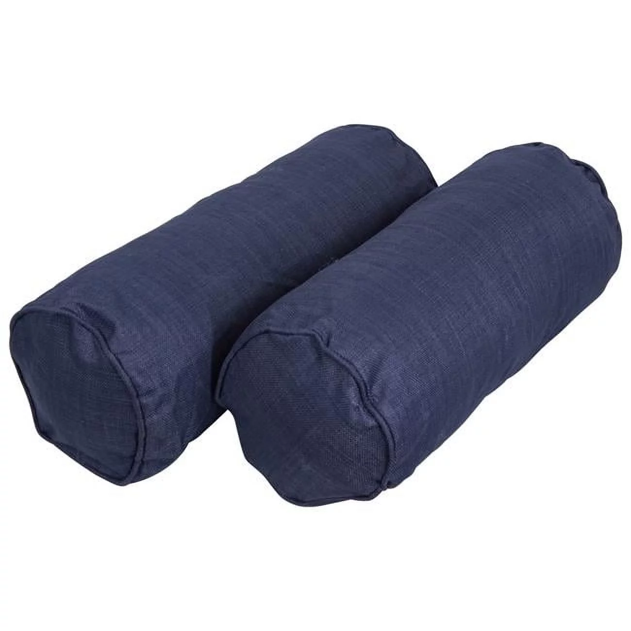 20 x 8 in. Double-Corded Spun Polyester Bolster Pillows with Inserts, Azul - Set of 2