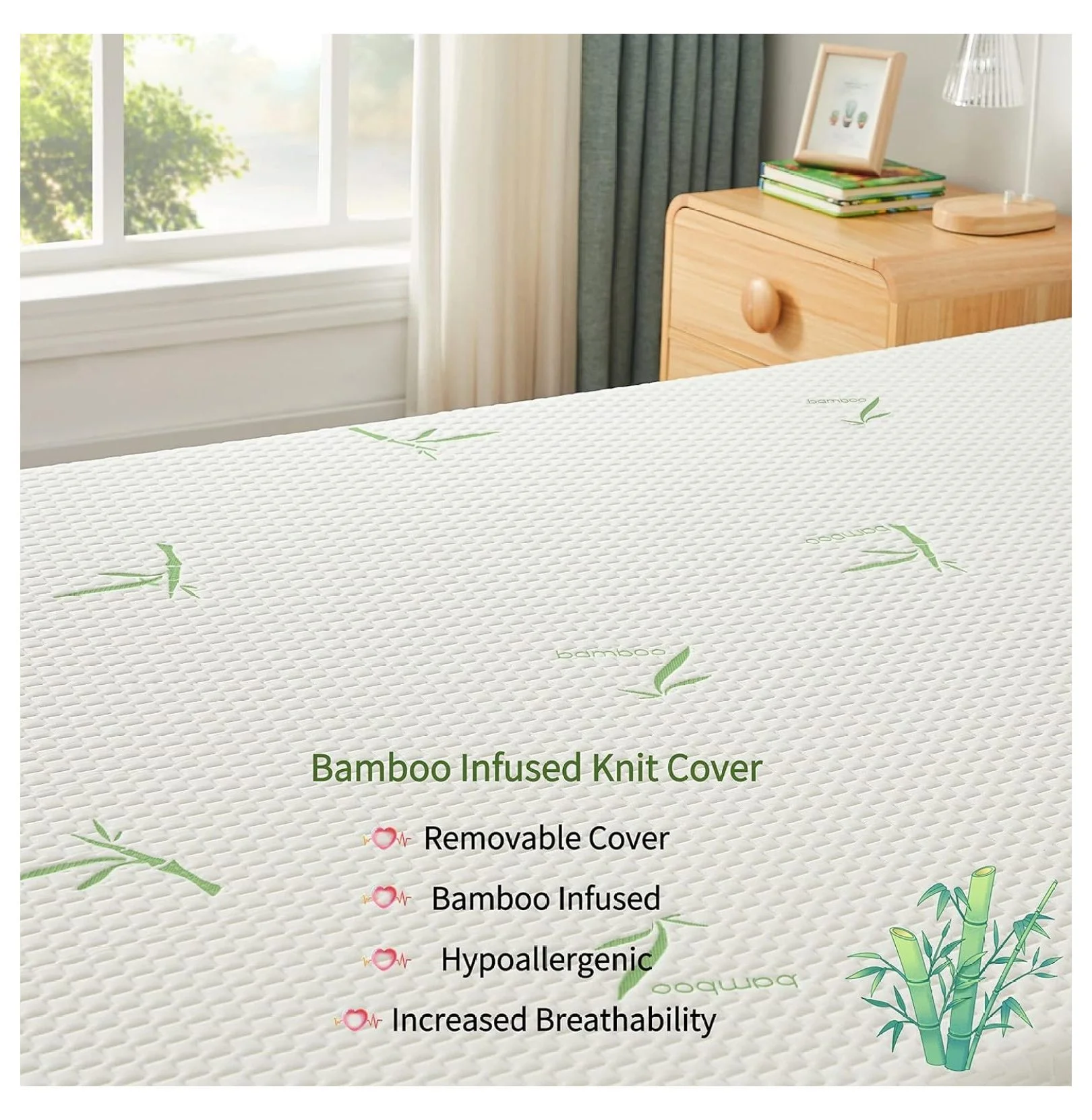 Full Size Mattress, 6 Inch Gel Memory Foam Mattress for Cool Sleep Pressure Relief Bamboo Breathable Cover Medium Firm Full Mattress in a Box, White, Certified