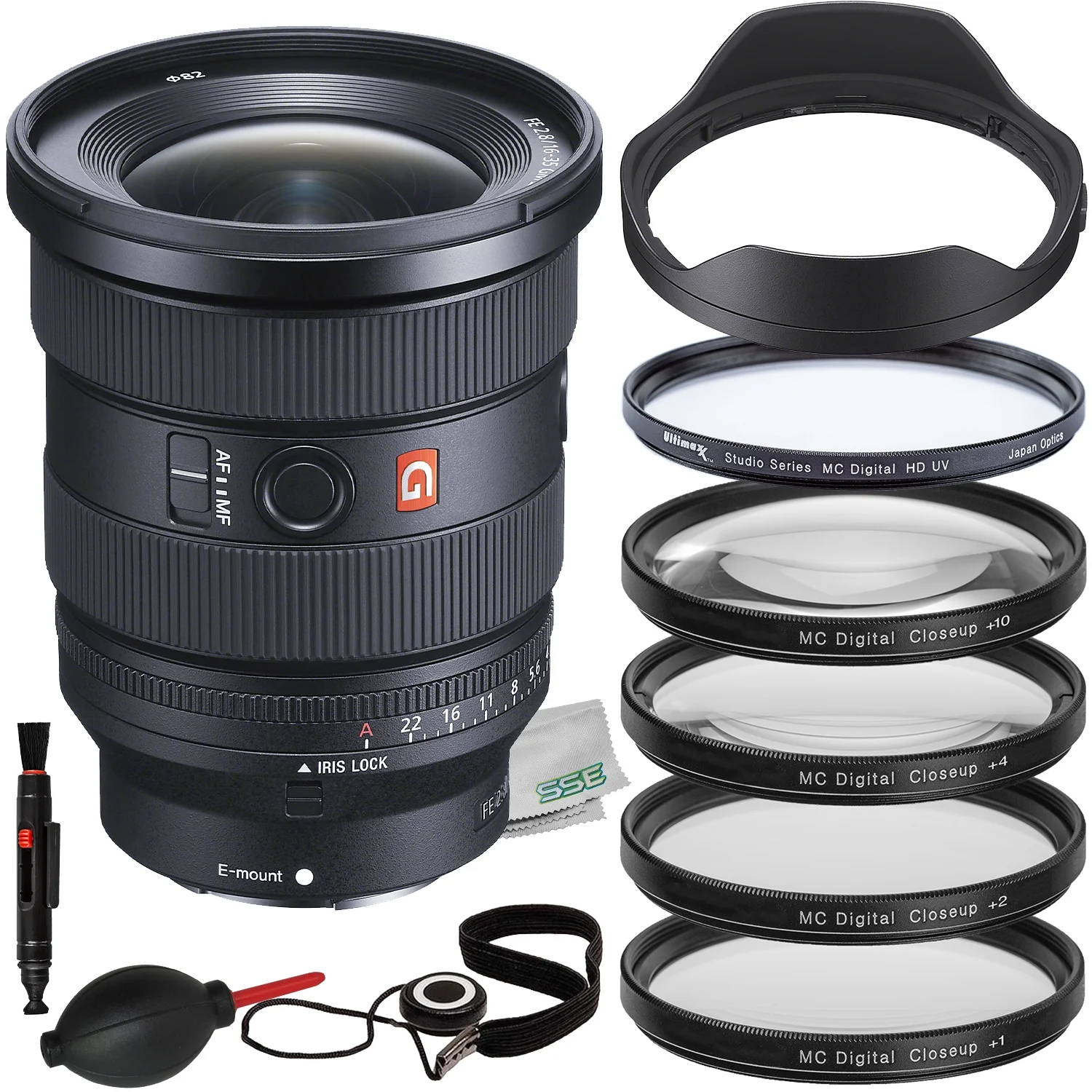 Ultimaxx Essential Sony FE 16-35mm f/2.8 GM II Lens Bundle - Includes: Protective UV Filter, 4PC Macro Close-Up Filter Kit & More (14pc Bundle)