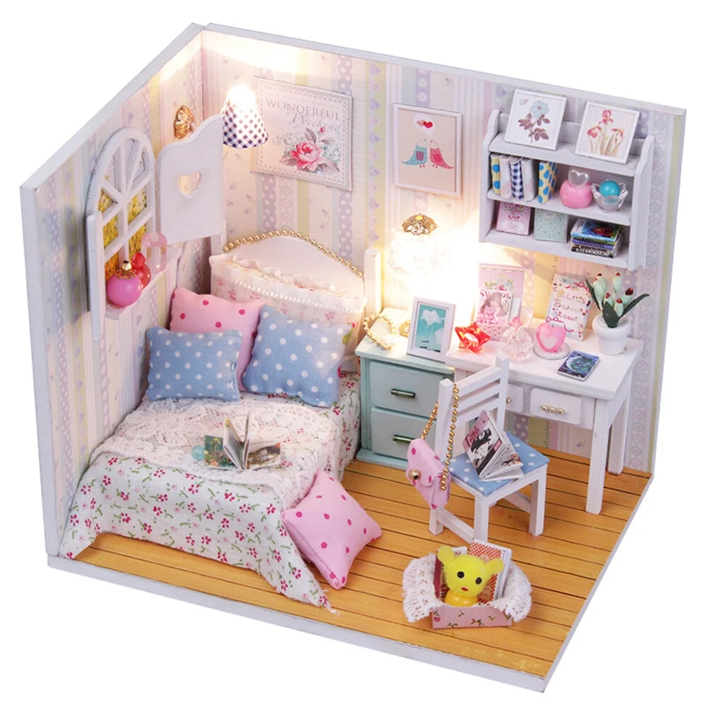 Miniature Doll House DIY Wooden Dollhouse with Furniture Children Toy Creative Gifts for Kids Aged 14+ Adults Friends Family