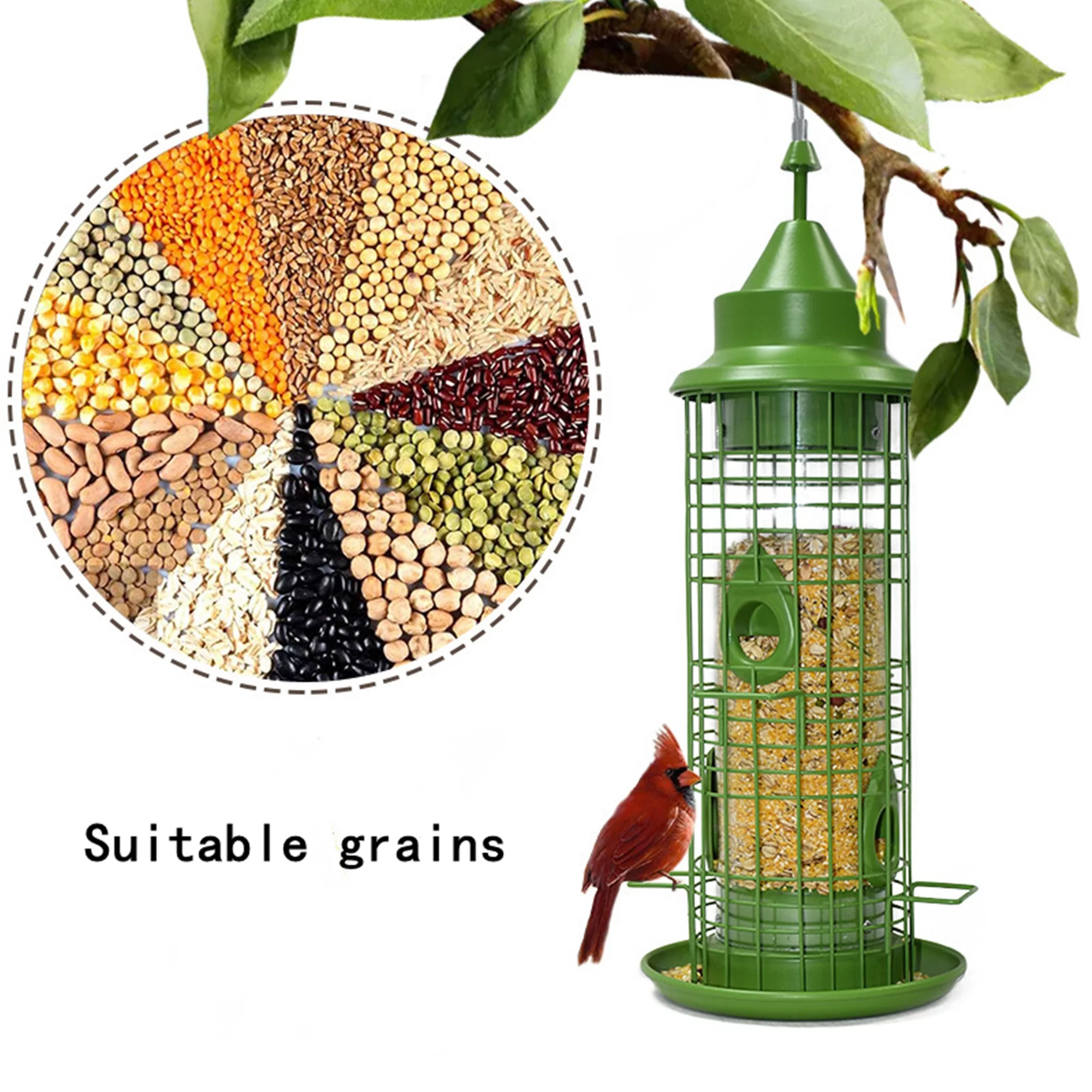 Cathoe Metal Bird Feeder Squirrel Proof Outdoor Bird Feeders for Outdoors Hanging
