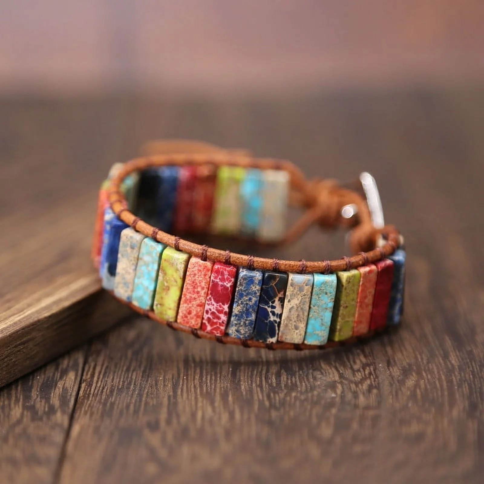 BOLUOYI Fashion Jewelry Sets for Women Trendy Graduation of 2024 Imperial Stone Hand-Knitted Single-Layer Leather Ethnic Wind Bracelet