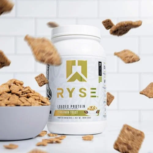 RYSE Up Supplements Loaded Protein Powder | 25g Whey Protein Isolate & Concentrate | with Prebiotic Fiber & MCTs | Low Carbs & Low Sugar | 27 Servings (Cinnamon Toast)