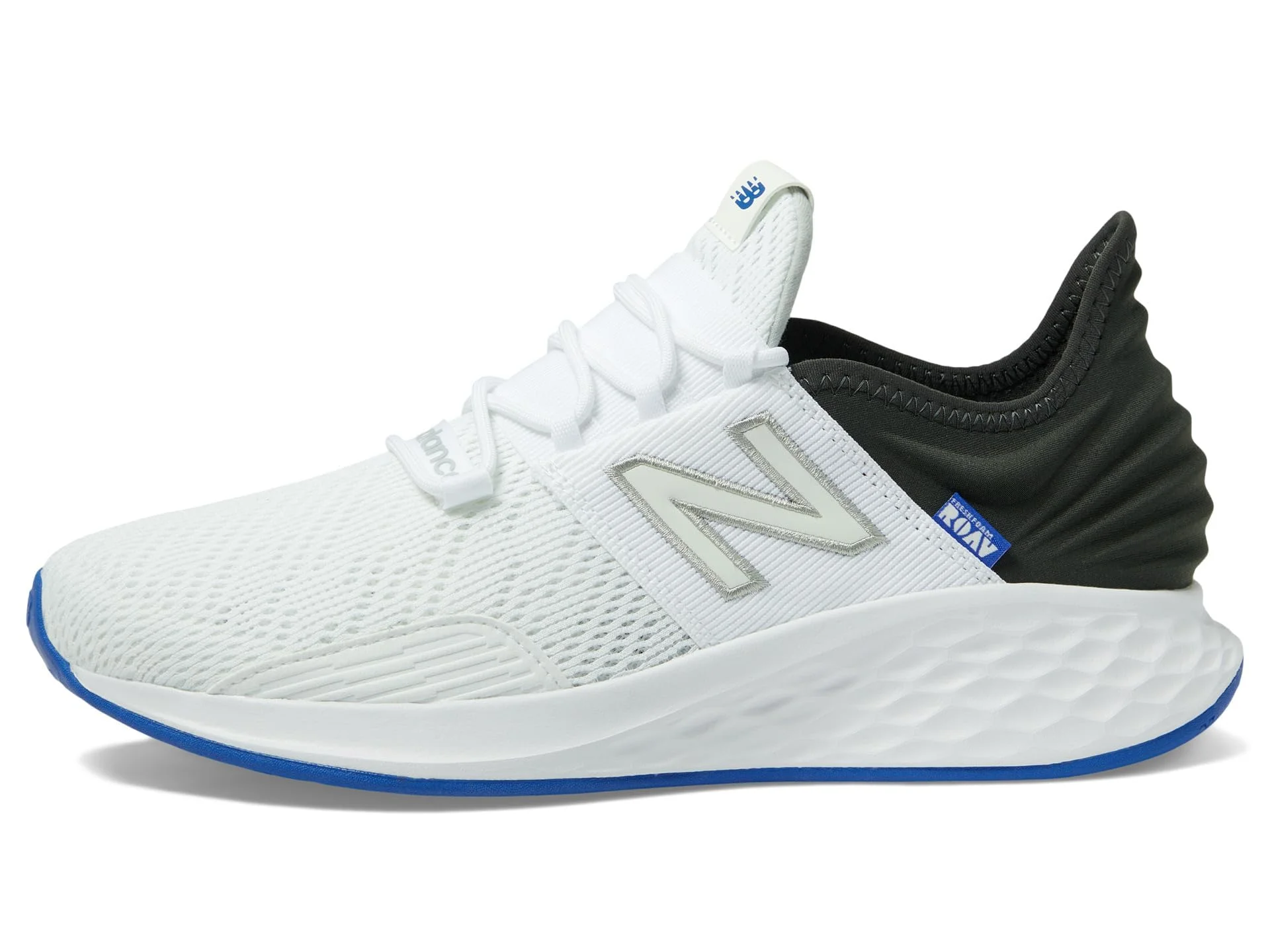 New Balance Men's Fresh Foam Roav V1 Running Shoe, White/Black 1, 9.5