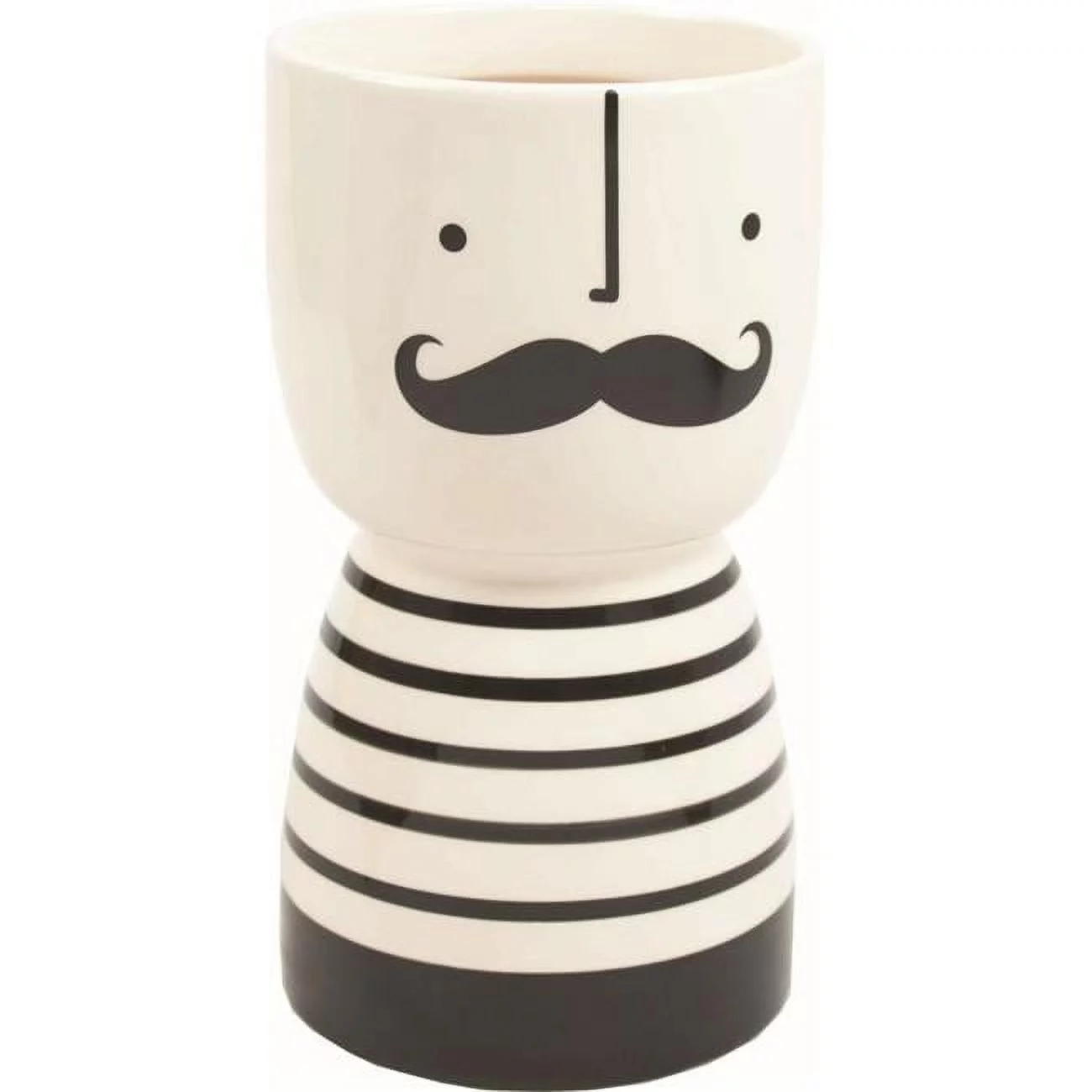 212 Main AI-CE60HUG Moustache Man with Black & White Striped Base Planter