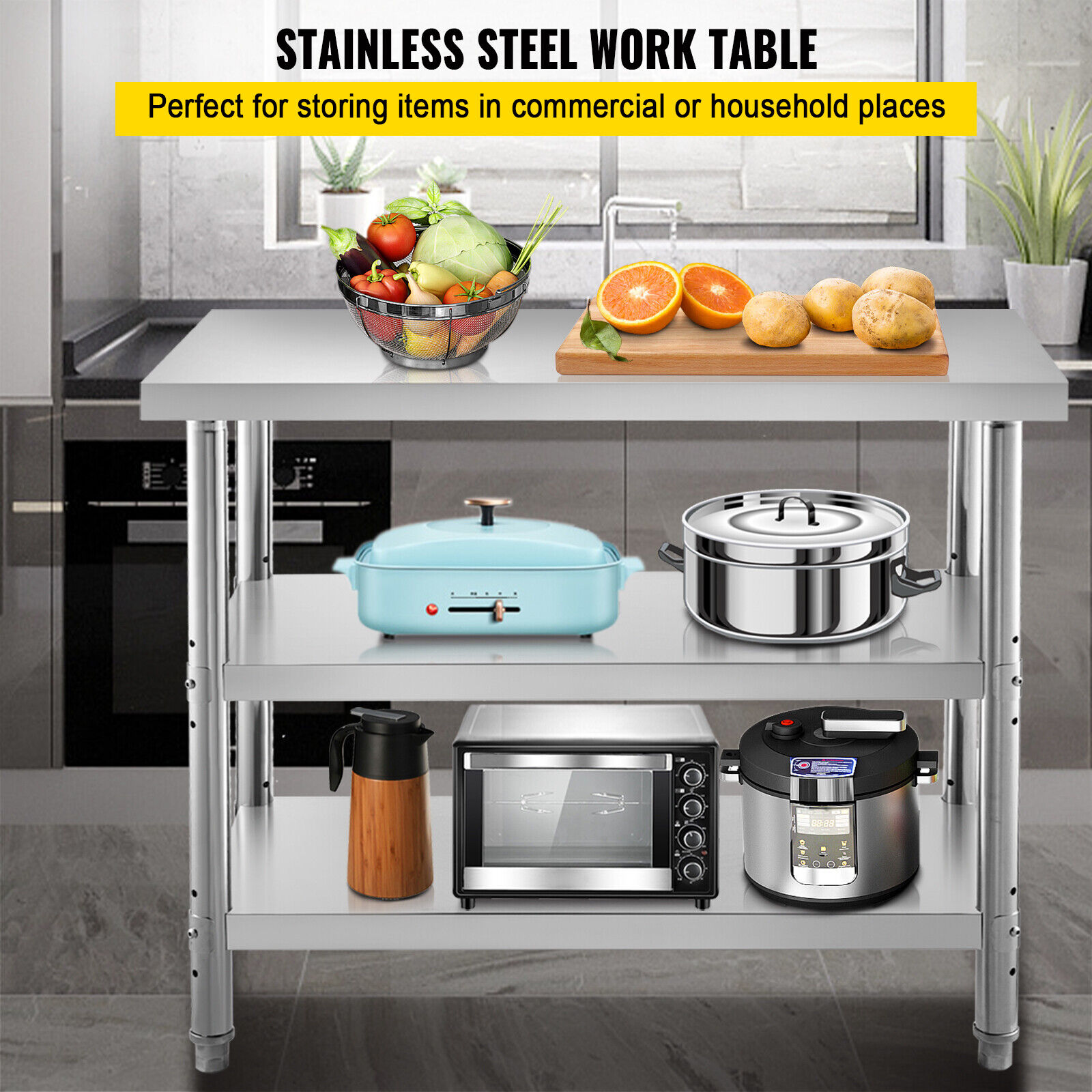 VEVOR Stainless Steel Work Prep Table 48