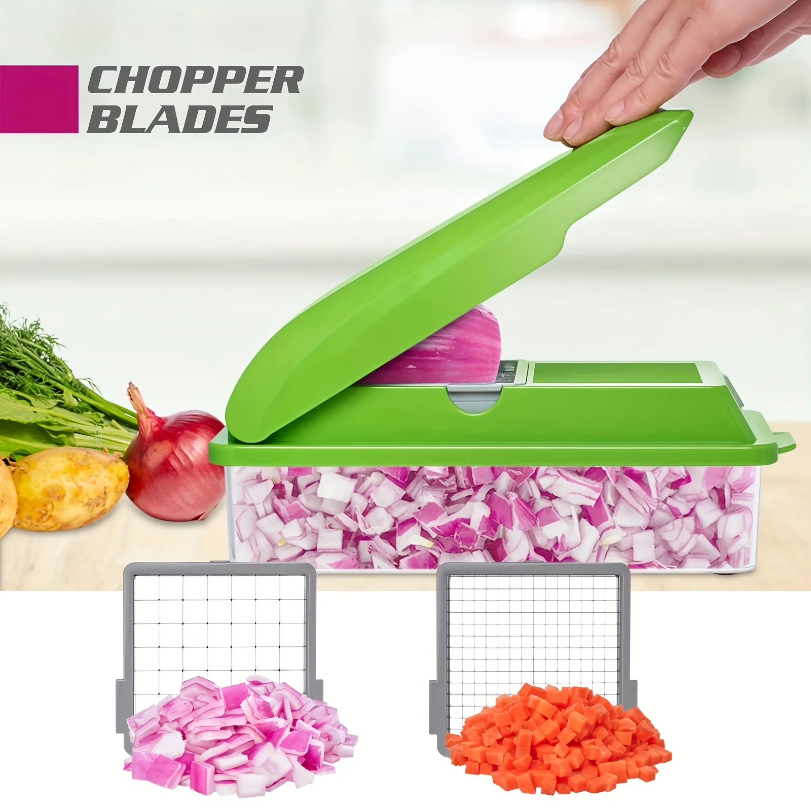 Vegetable Chopper, Pro Onion Chopper With Container, Veggie Chopper Food Chopper Slicer Dicer Cutter, Household Kitchen Accessories