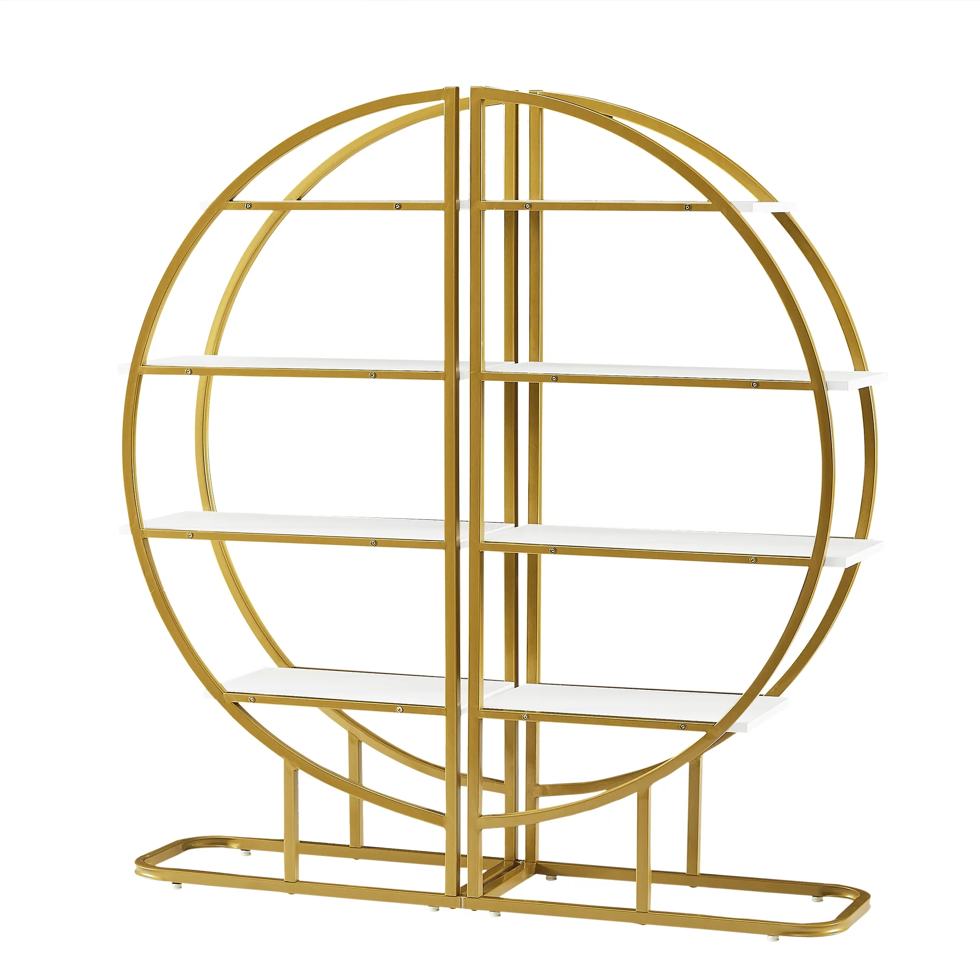 Euroco 4 Tiers Bookshelf Round Shape Display Shelf with Metal Frame, 51