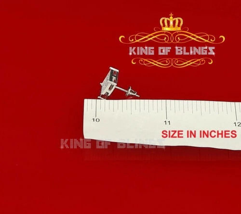 King of Bling's 0.50ct Cubic Zirconia 925 White Sterling Silver Women's Hip Hop Square Earrings