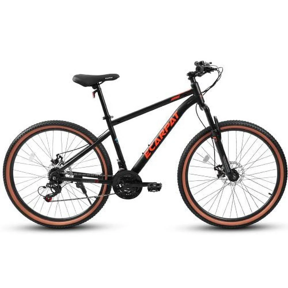 Ecarpat Mountain Bike 27.5 Inch Wheel, 21-Speed Disc Brakes Trigger Shifter, Carbon Steel Frame Mens Womens Trail Commuter City Snow Beach Mountain Bikes Bicycles