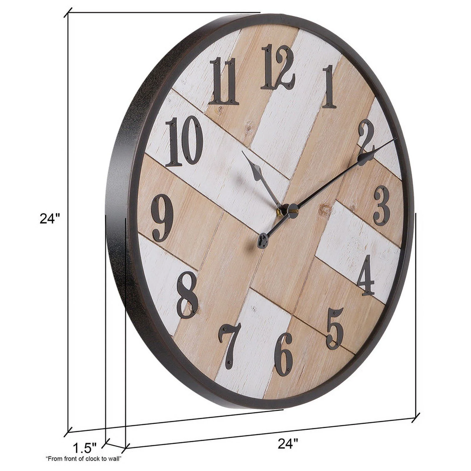 Caldria Round Wood Modern Farmhouse Style Wall Clock