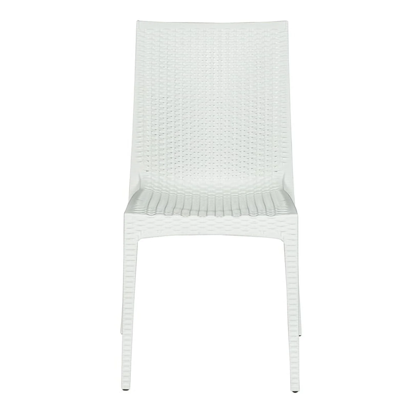 Maklaine Modern Weave Indoor Outdoor Dining Chair in White Finish