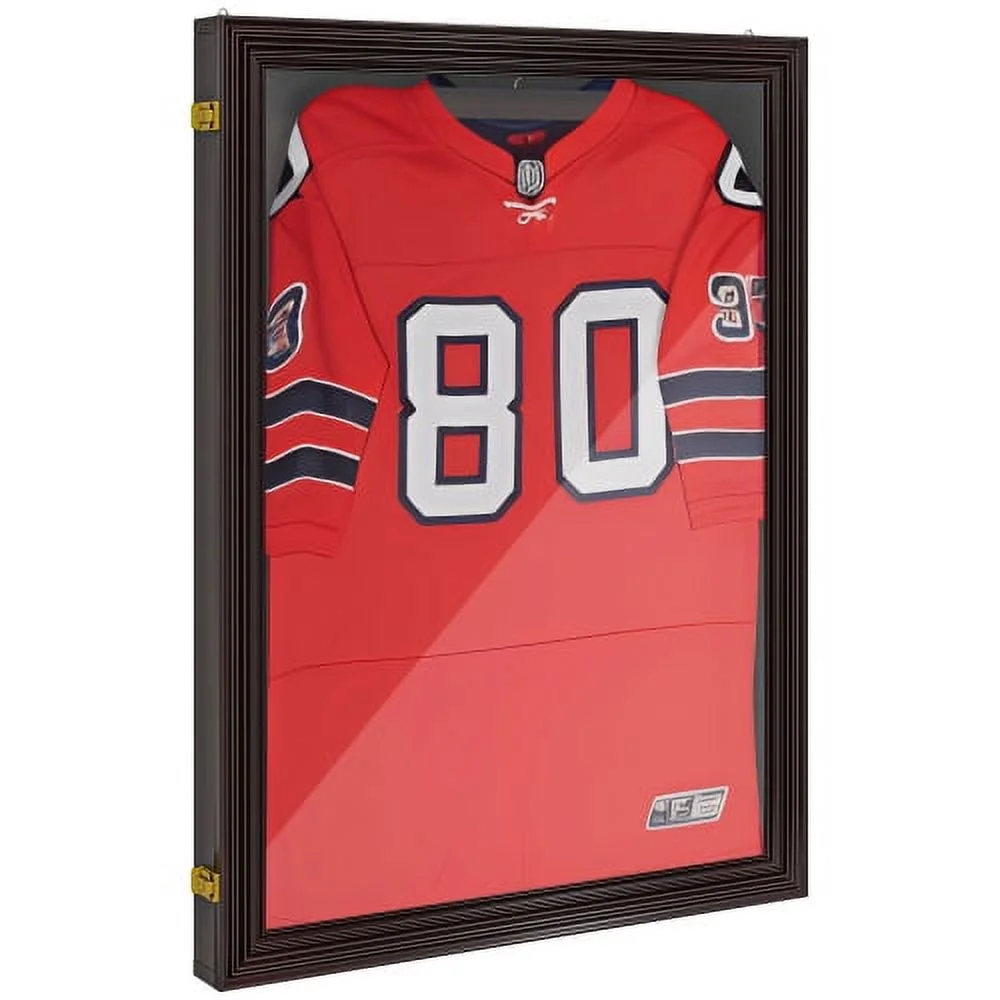 ZJbiubiuHome 23.5” x 31.5” UV-Resistant Sports Jersey Frame Display Case  Brown