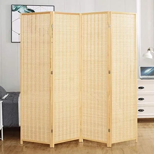CHNKH Room Divider Privacy Screen with Natural  4-Panel 5-Panel 6-Panel Folding Privacy Screens Freestanding Room Divider