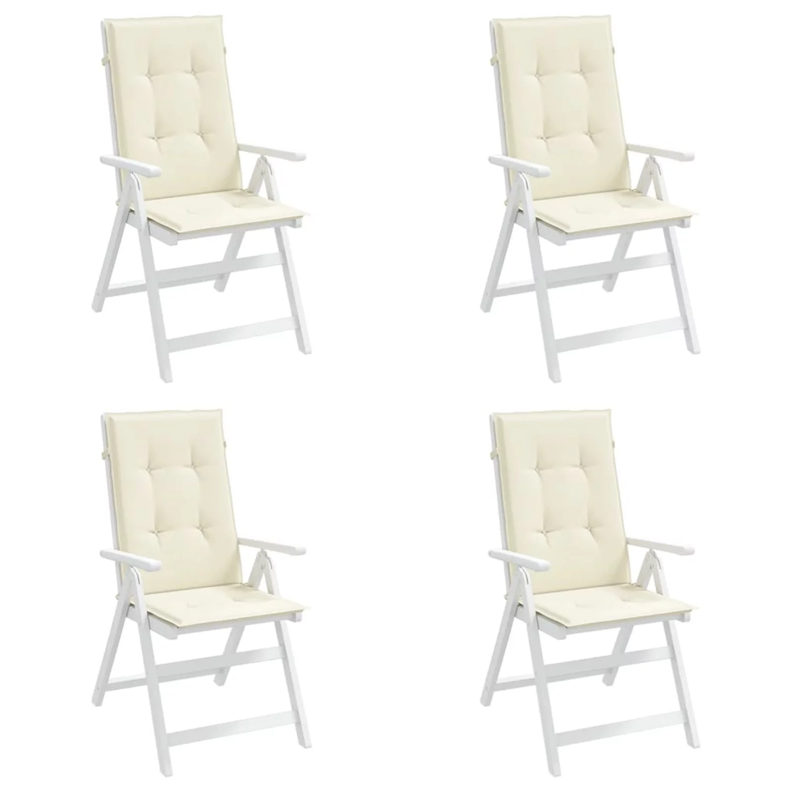 Uteam Garden Chair Cushions Highback Design Cream Fabric 4 pcs 47.2x19.7x1.2