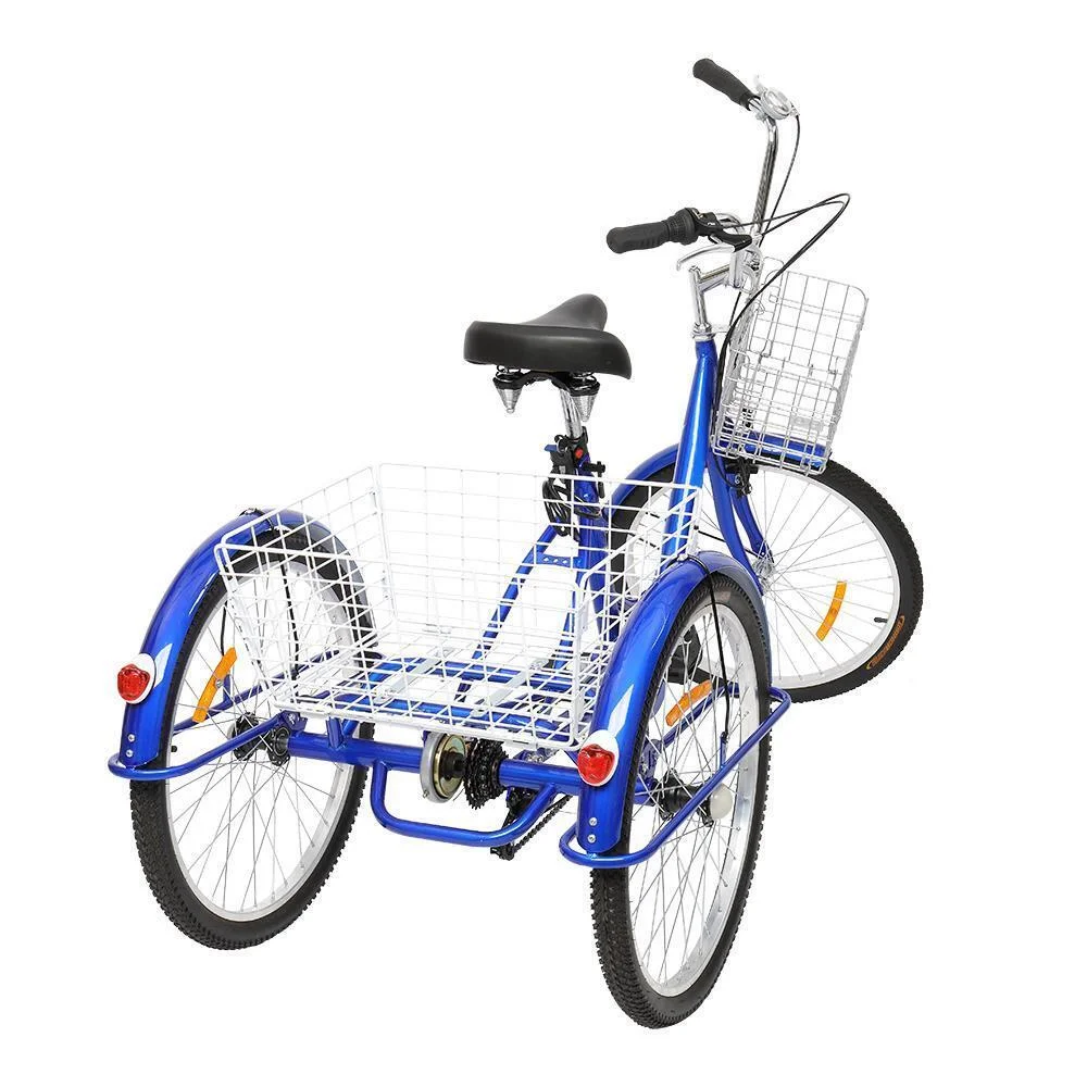 Adult Tricycles 7 Speed, 3 Wheel Bikes Adult Trikes 24 In Three-Wheeled Bicycles