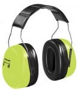 Optime 105 Earmuffs, 30 dB NRR, Hi-Viz Green, Over the Head (2 Pack)