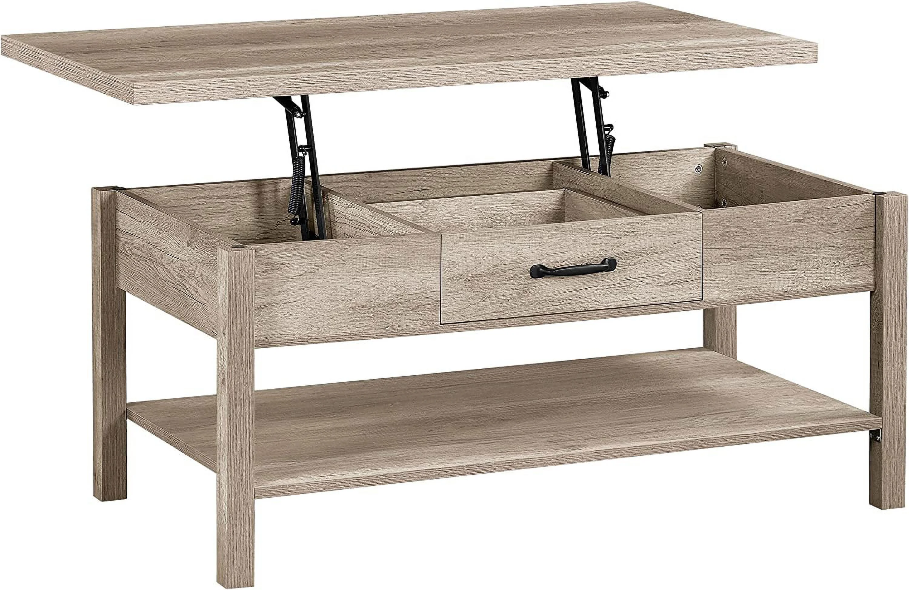 TJUNBOLIFE Lift Top Coffee Table  43in Coffee Table with Drawer and Hidden Compartment  Modern Coffee Tables for Living Room  Grey