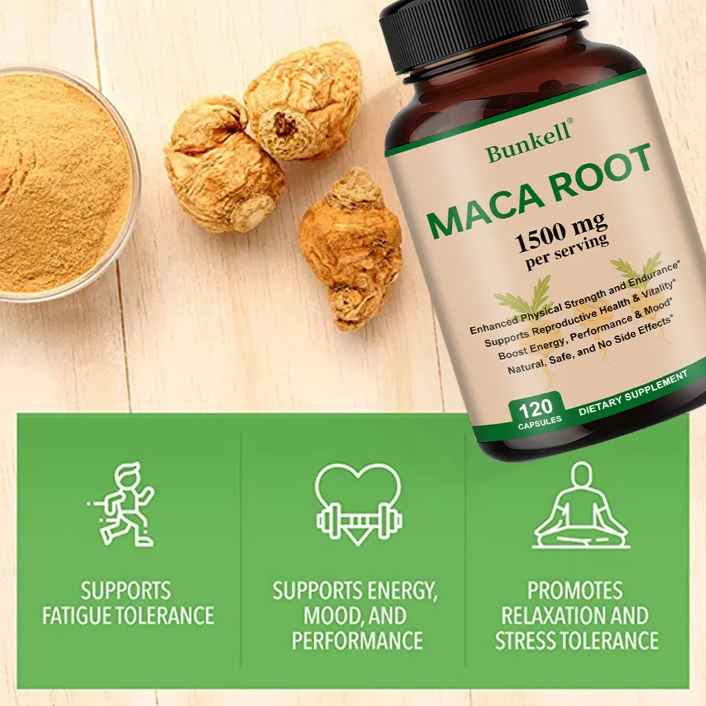 Bunkell Maca Root Capsules - Increase energy and stamina, improve mood 120 capsules