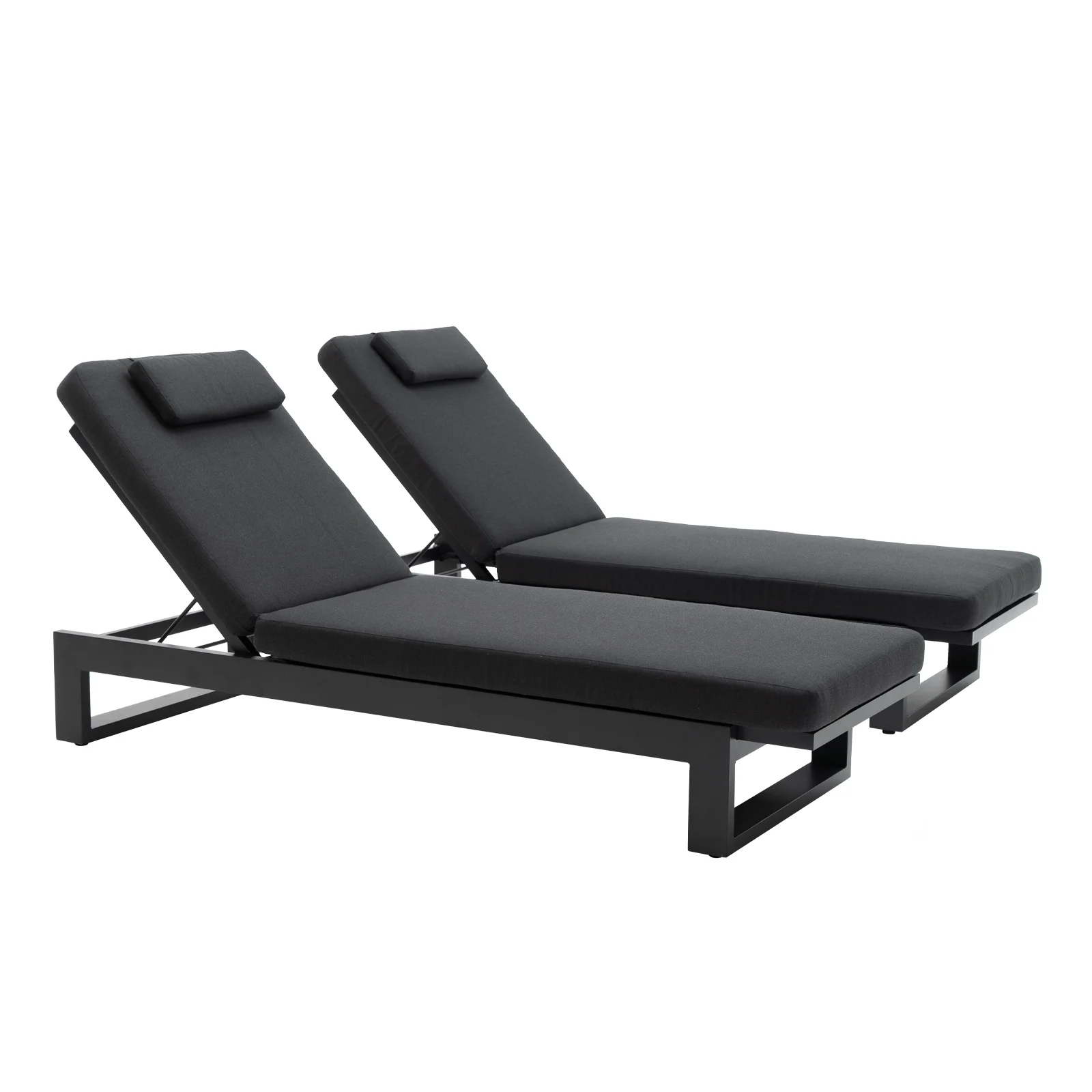 Patio Chaise Lounge Chair Set of 2 Outdoor 5 Adjustable Position Recliner Tanning Lounger,Dark Grey