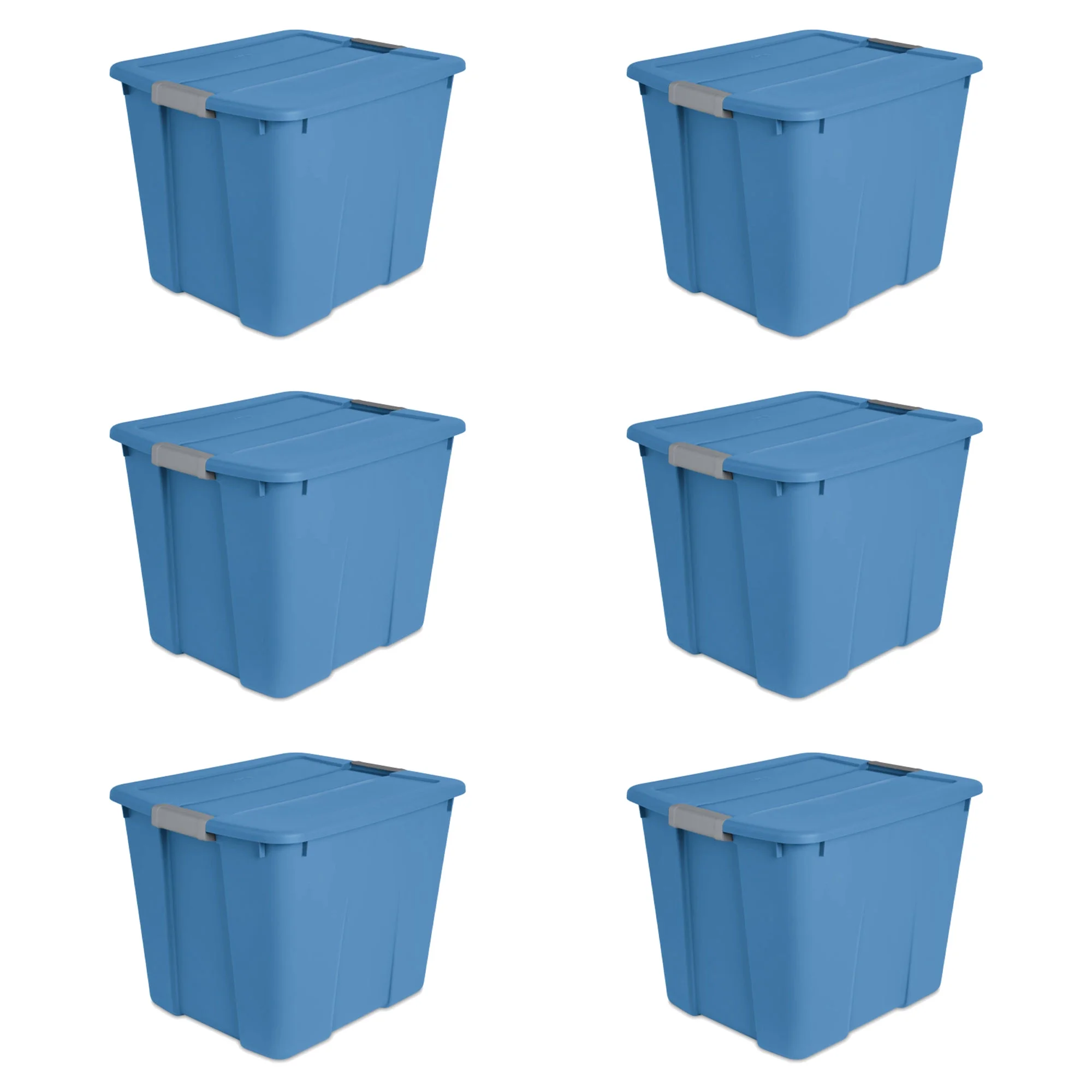 Sterilite 20 Gal Latch Tote with Handles, Blue Ash (6 Pack)