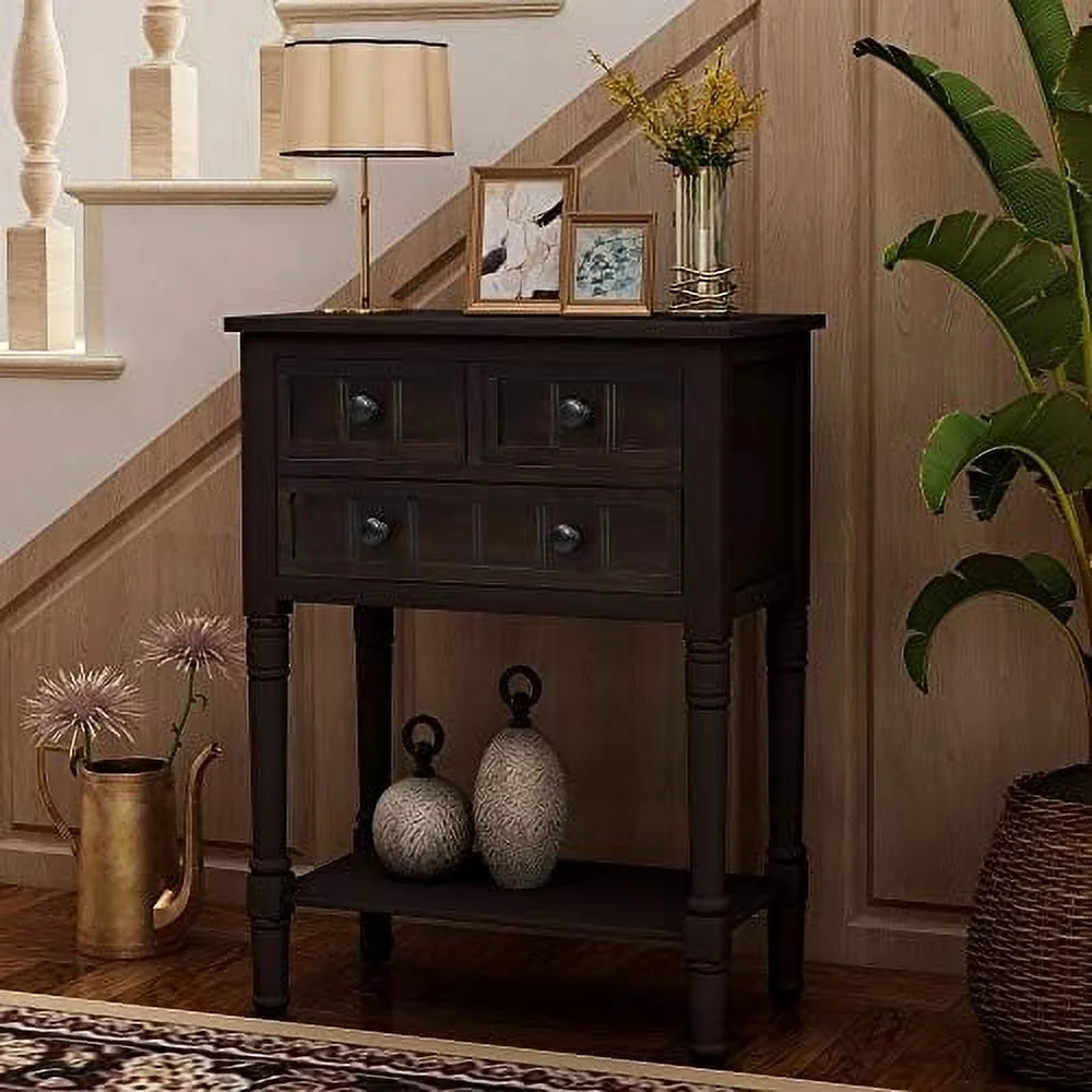 YPDCHB Narrow Console Table Slim Sofa Table with Three Drawers and Bottom   with Drawers for Entryway Hallway Living Room