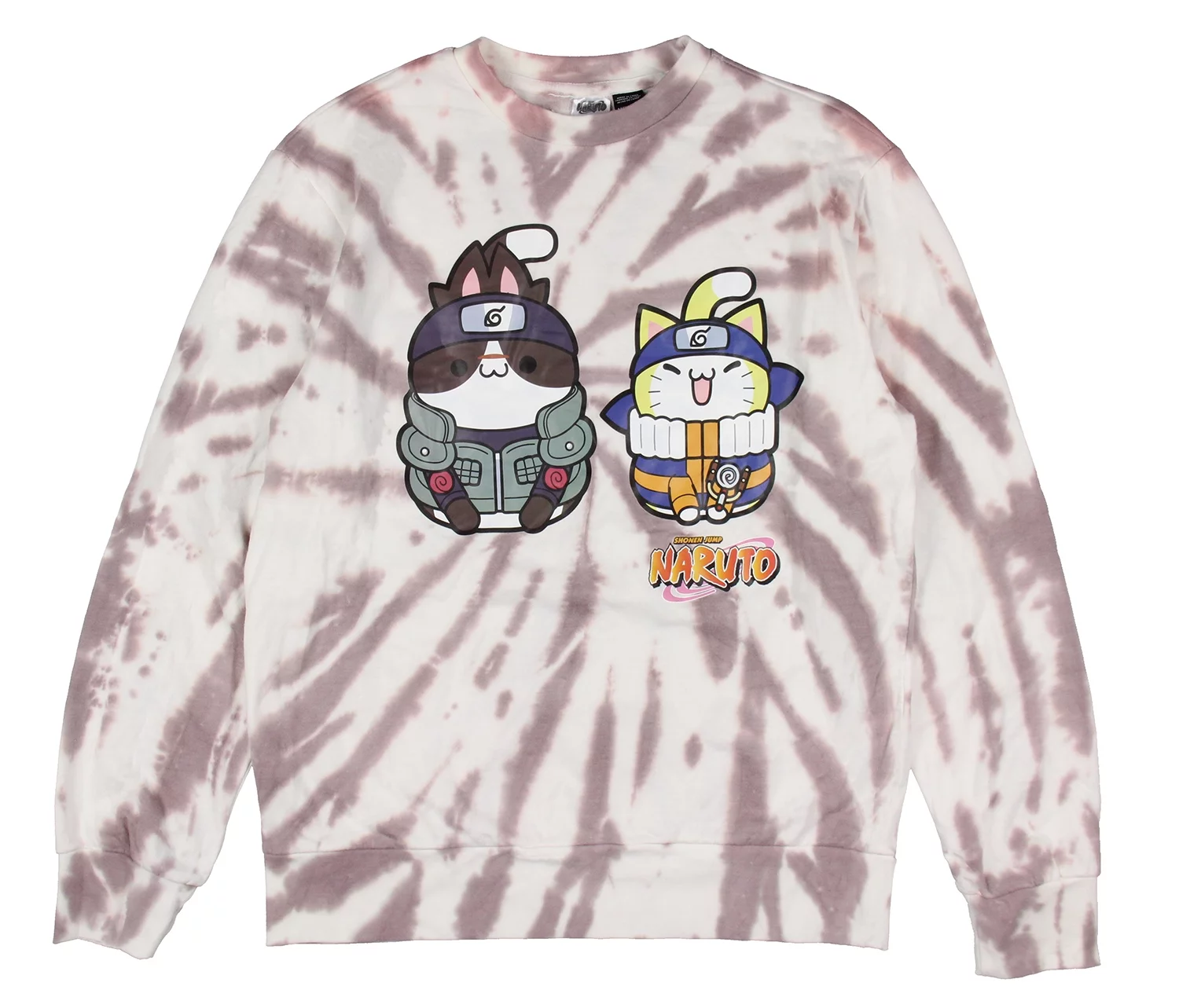 Naruto Nyruto Men's Naruto and Iruka Cats Tie-Dye Pullover Sweatshirt (SM)