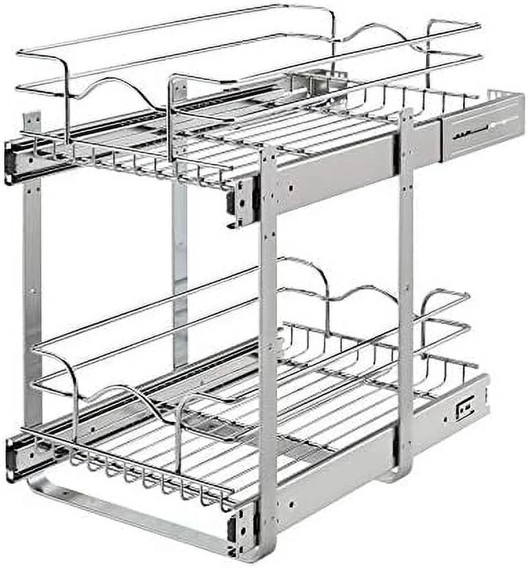 CHUIJN 2-Tier Kitchen Cabinet Pull Out  and Drawer Organizer Slide Out Pantry  Basket in Multiple Sizes  12 x 18 In  5WB2-1218CR-1