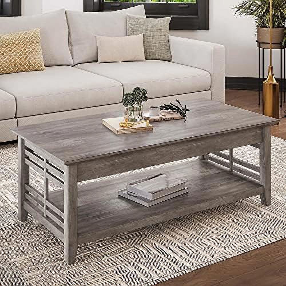 CHFBC Modern Wood Coffee Table with   Two Tier Rectangular Stylish Decor for Living Room Conversation Leisure Occasions - 48 Inch - Norrell (Espresso)