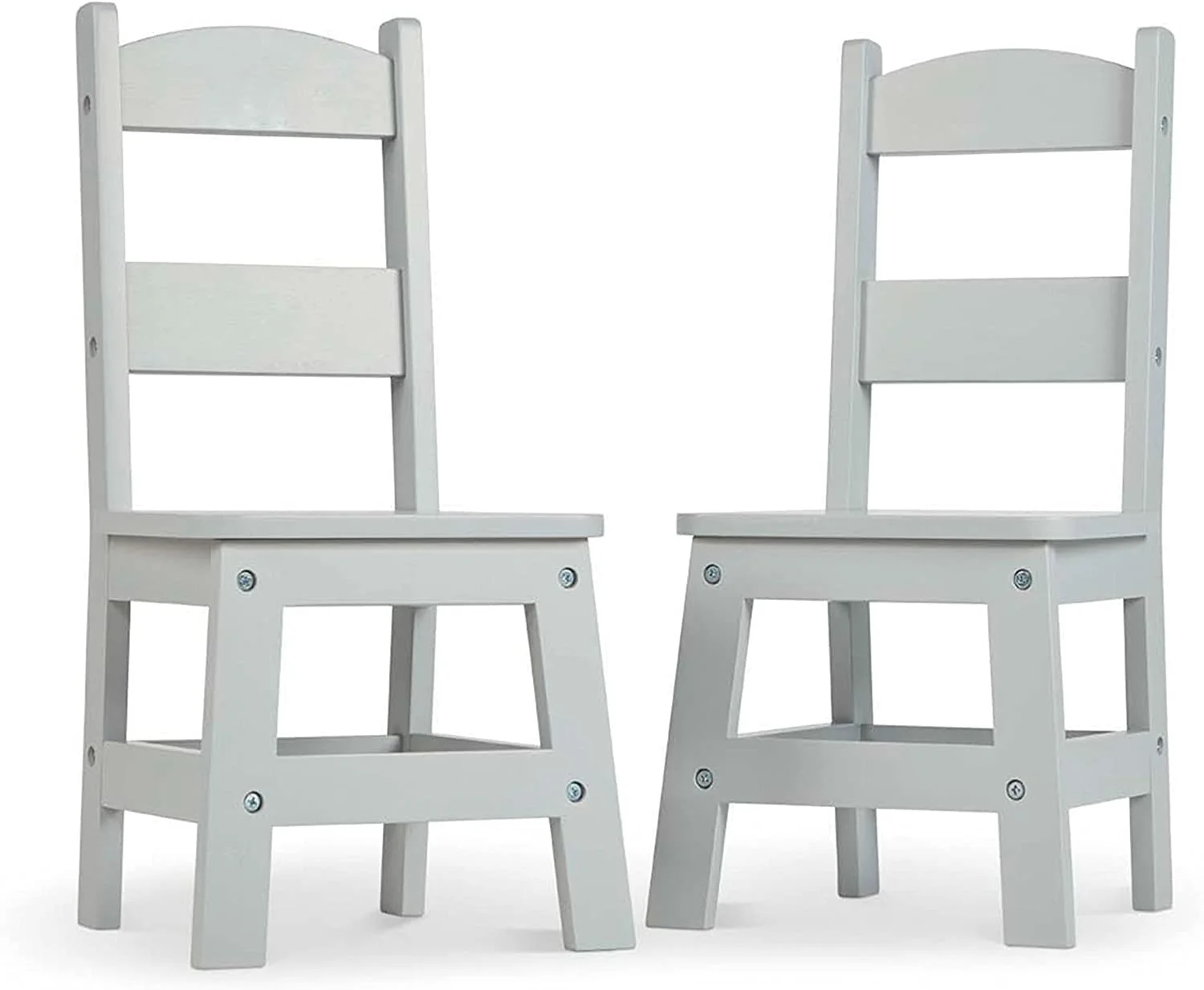 Set of 2 Gray Wooden Chairs: Kids' Playroom Furniture Set for Children's Play Area