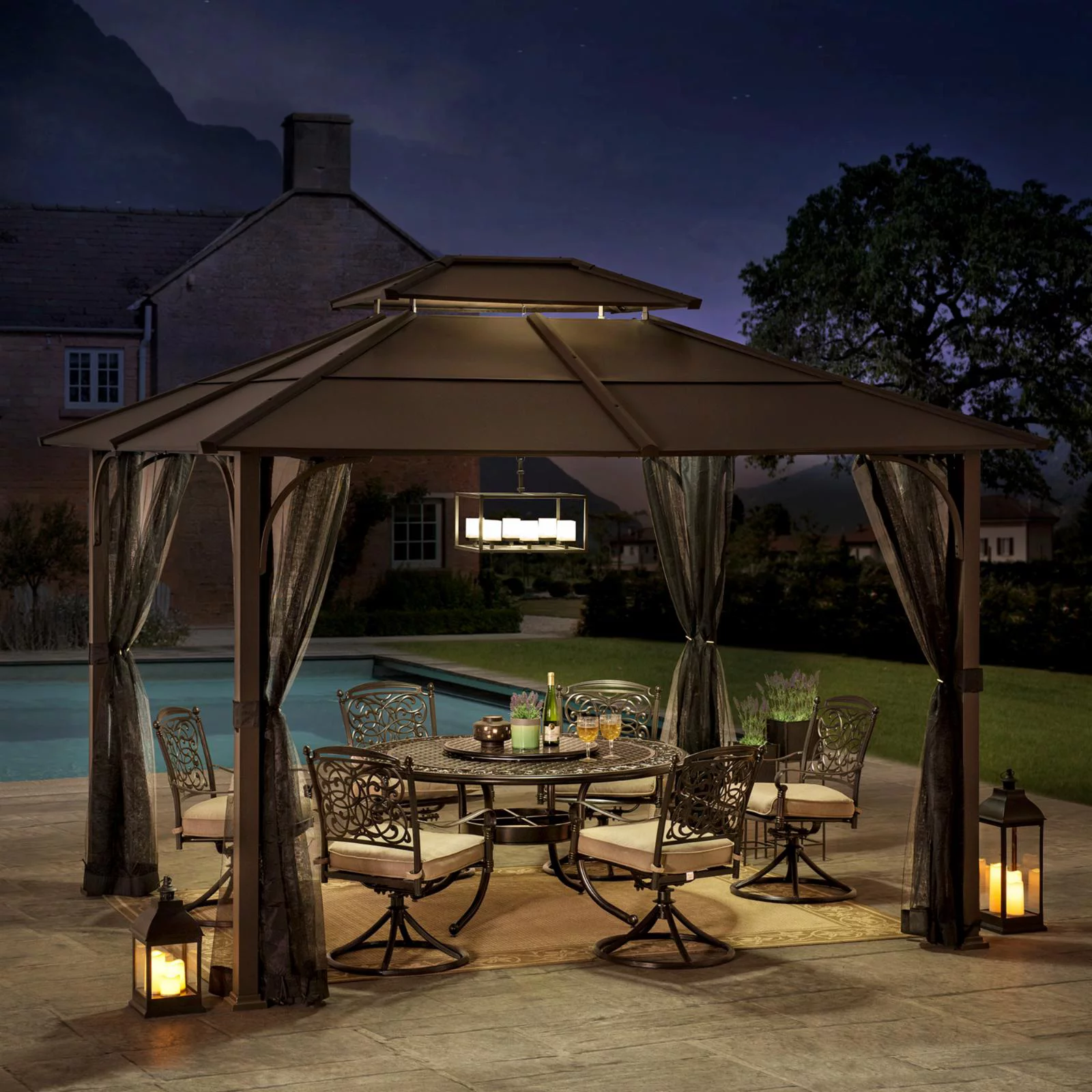 Sunjoy Hip 10 x 12 ft. 2 Tier Hardtop Steel Gazebo