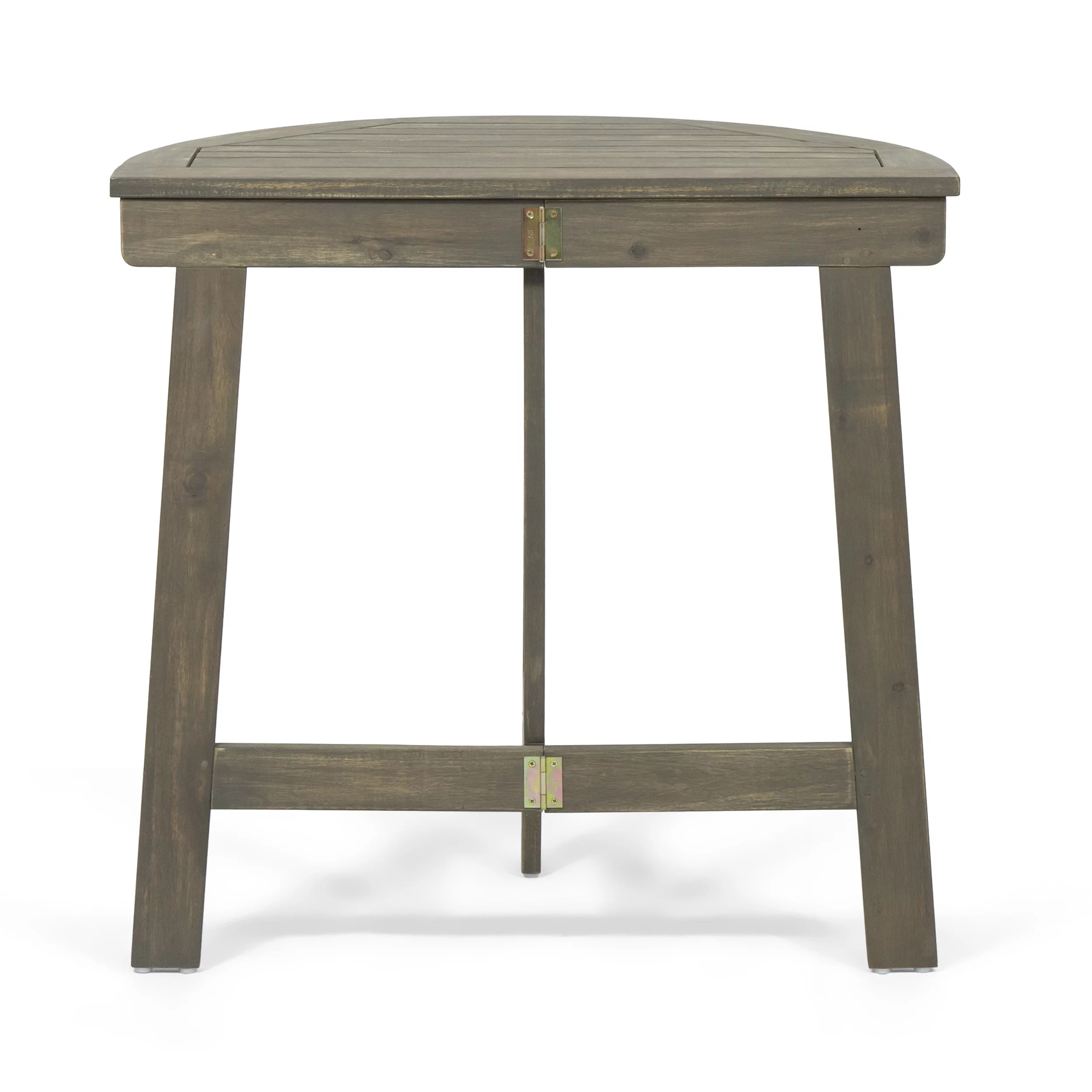 Noble House Meadow 3 Piece Half-Round Wooden Patio Bar Set in Gray