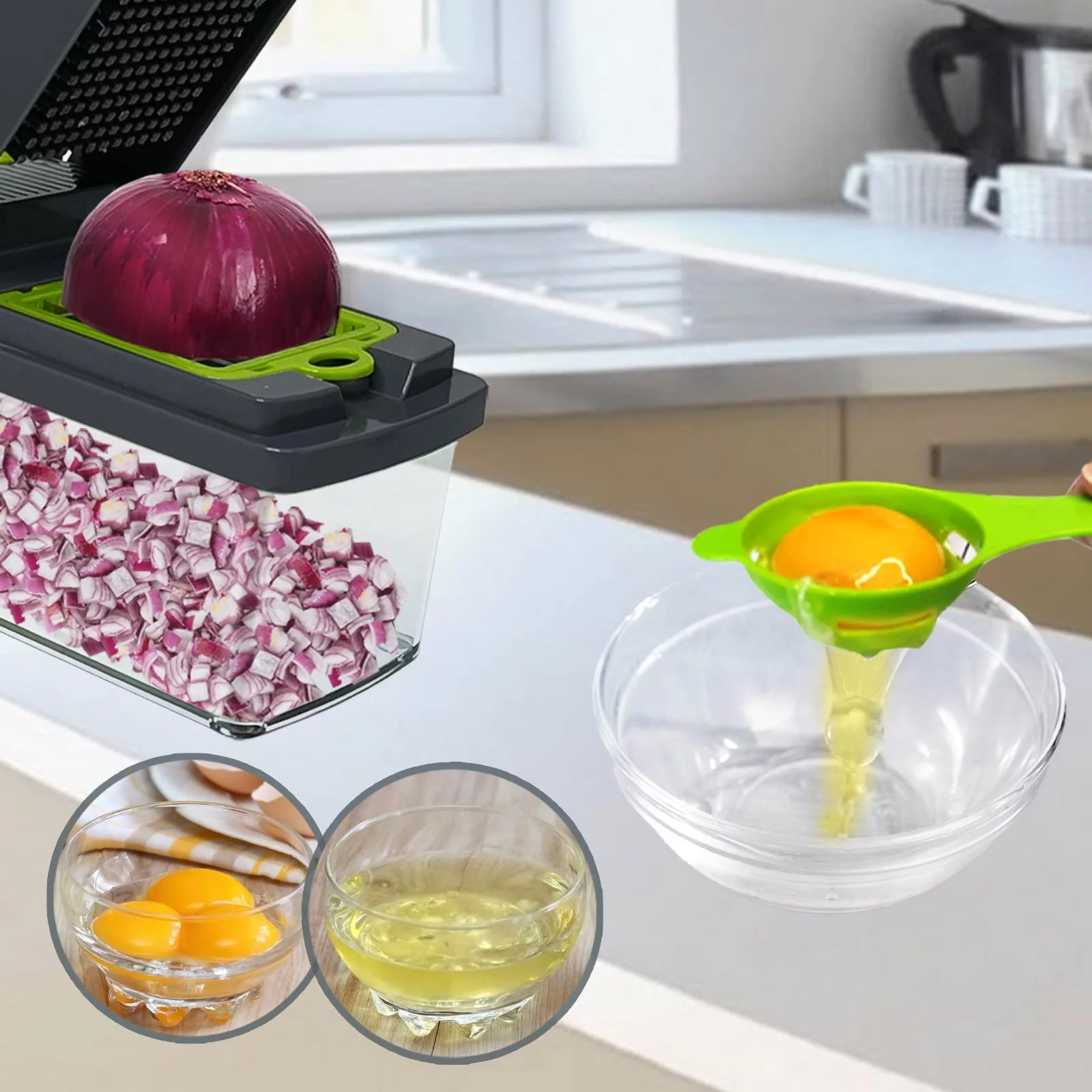 Professional-12-in-1 Vegetable Chopper With Adjustable Slicer-&-Onion Dicer