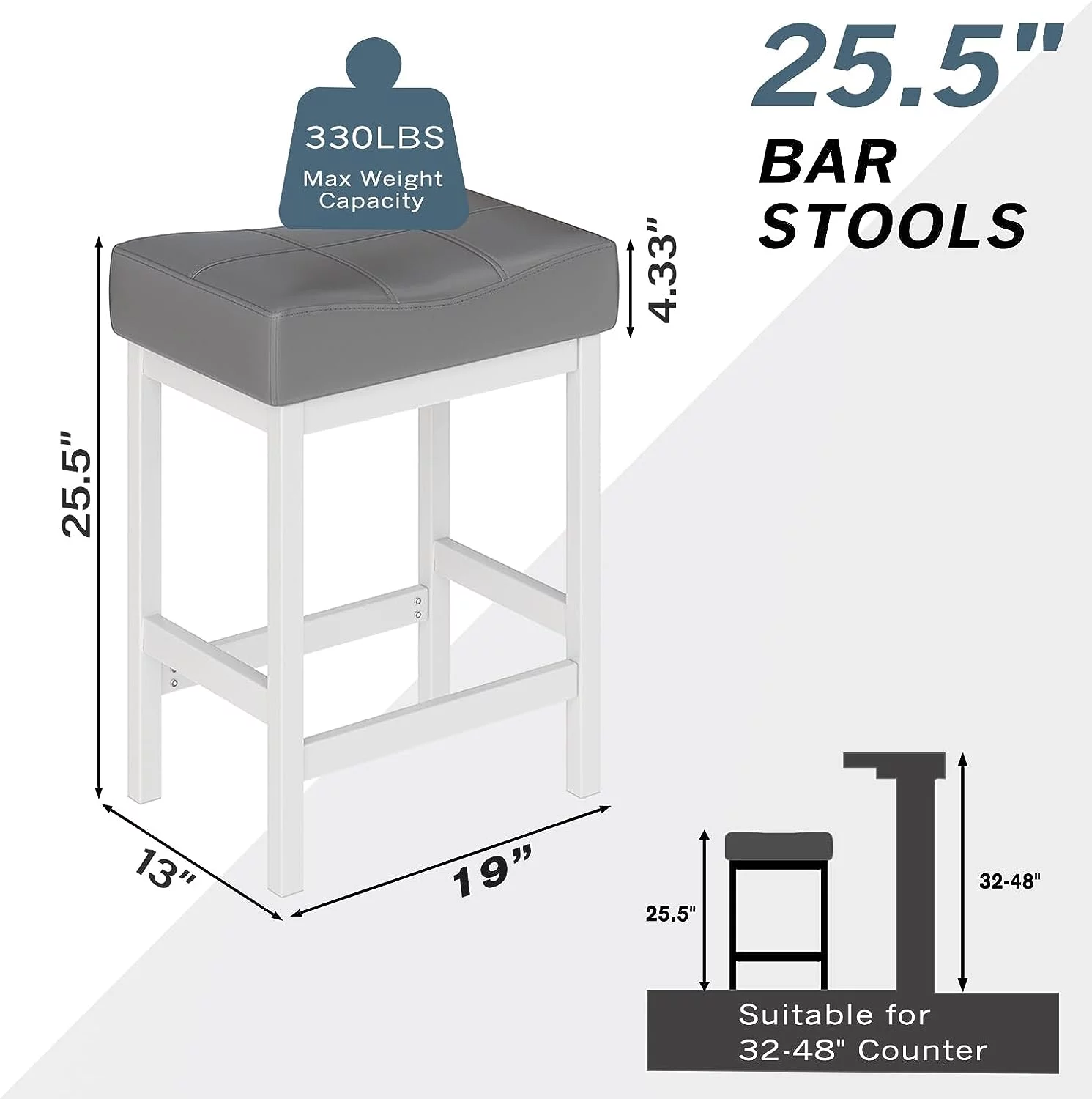 Duerer 3 Pieces Bar Table Set, Counter Height Bar Dining Table with Stools Set, White